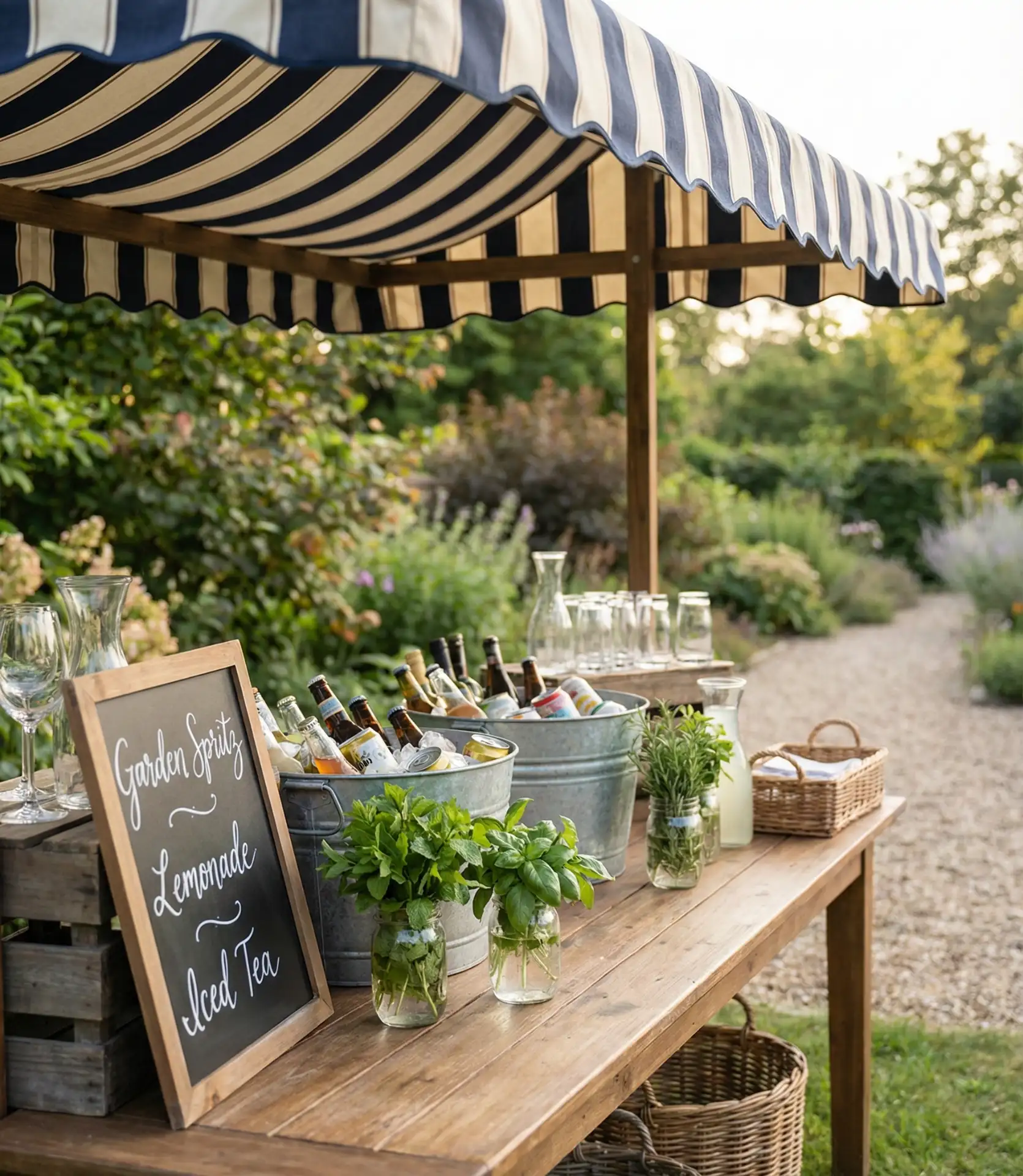 Striped Awning Drink Station 2