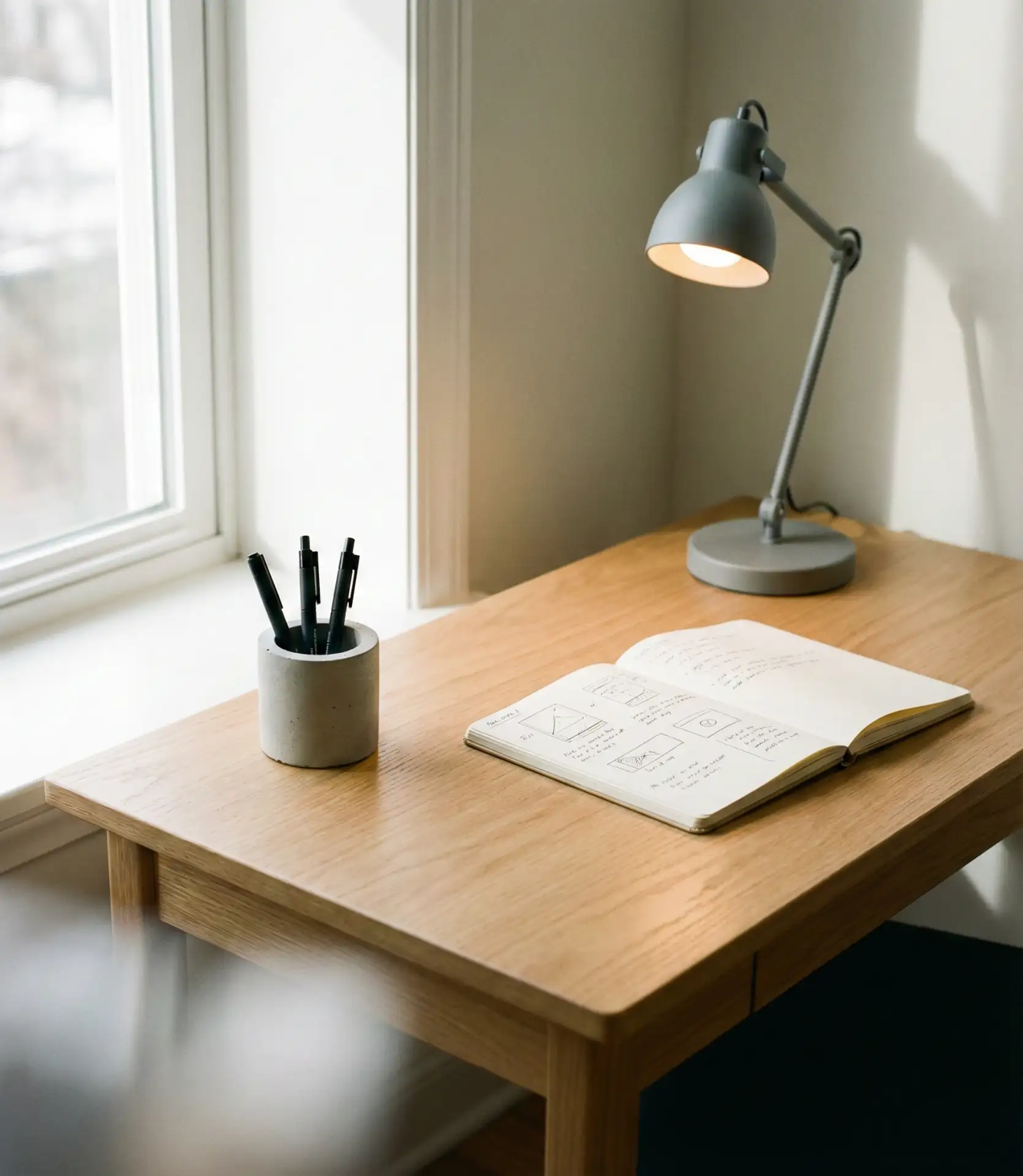 Study Desk with Minimalist Desktop Organizer 1