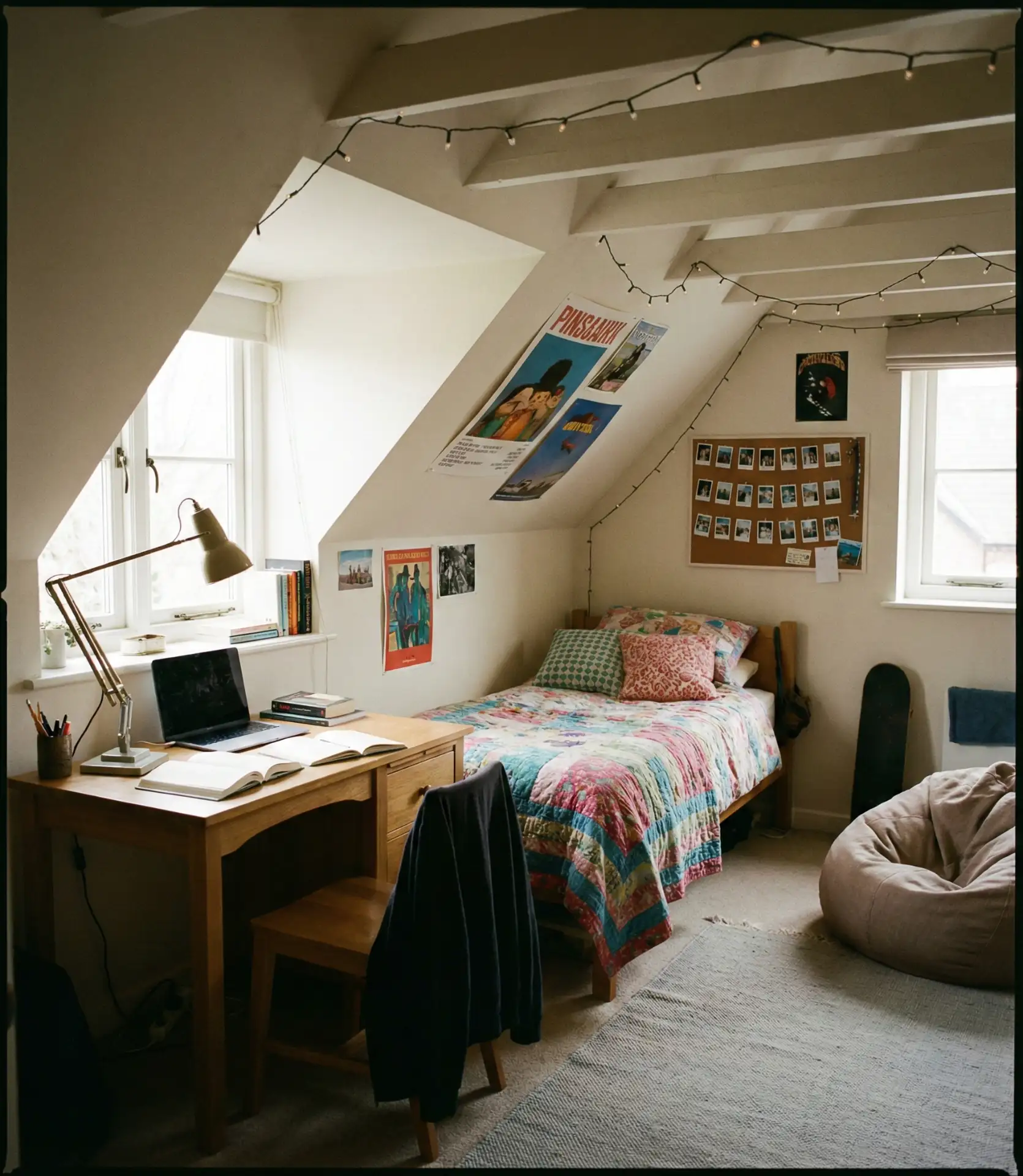 Teens Attic Bedroom with Study Zone 1