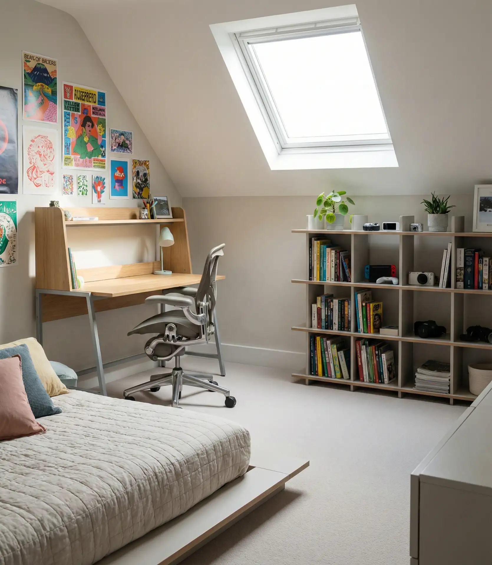 Teens Attic Bedroom with Study Zone 2