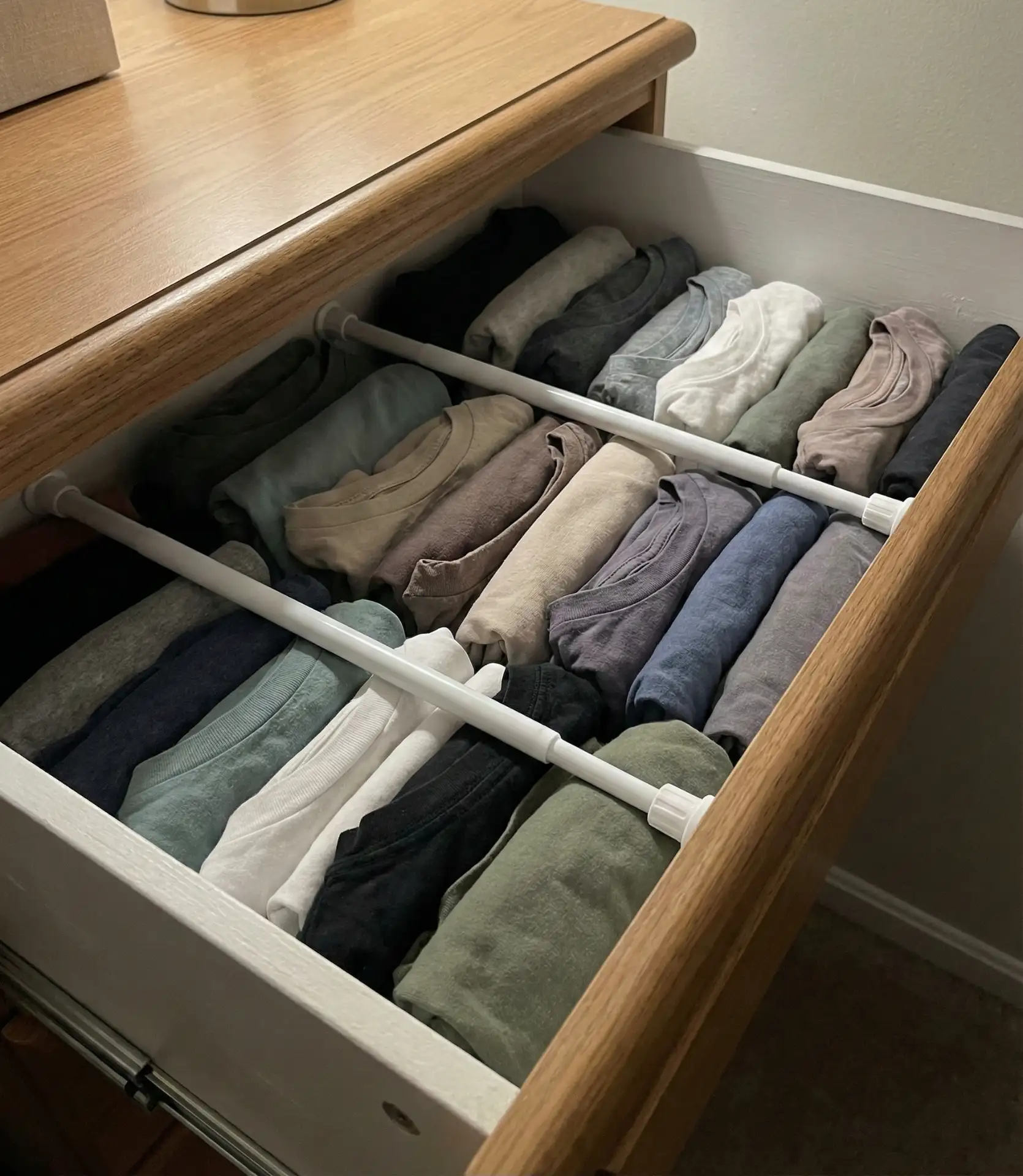 Tension Rod Dividers in Deep Drawers 1