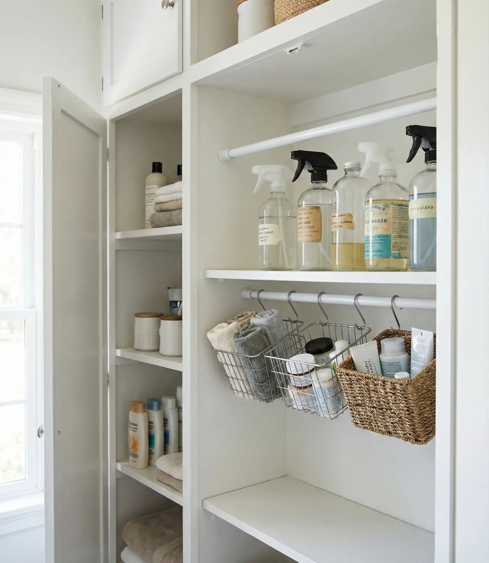 Tension Rod Storage for Bathroom Essentials 1