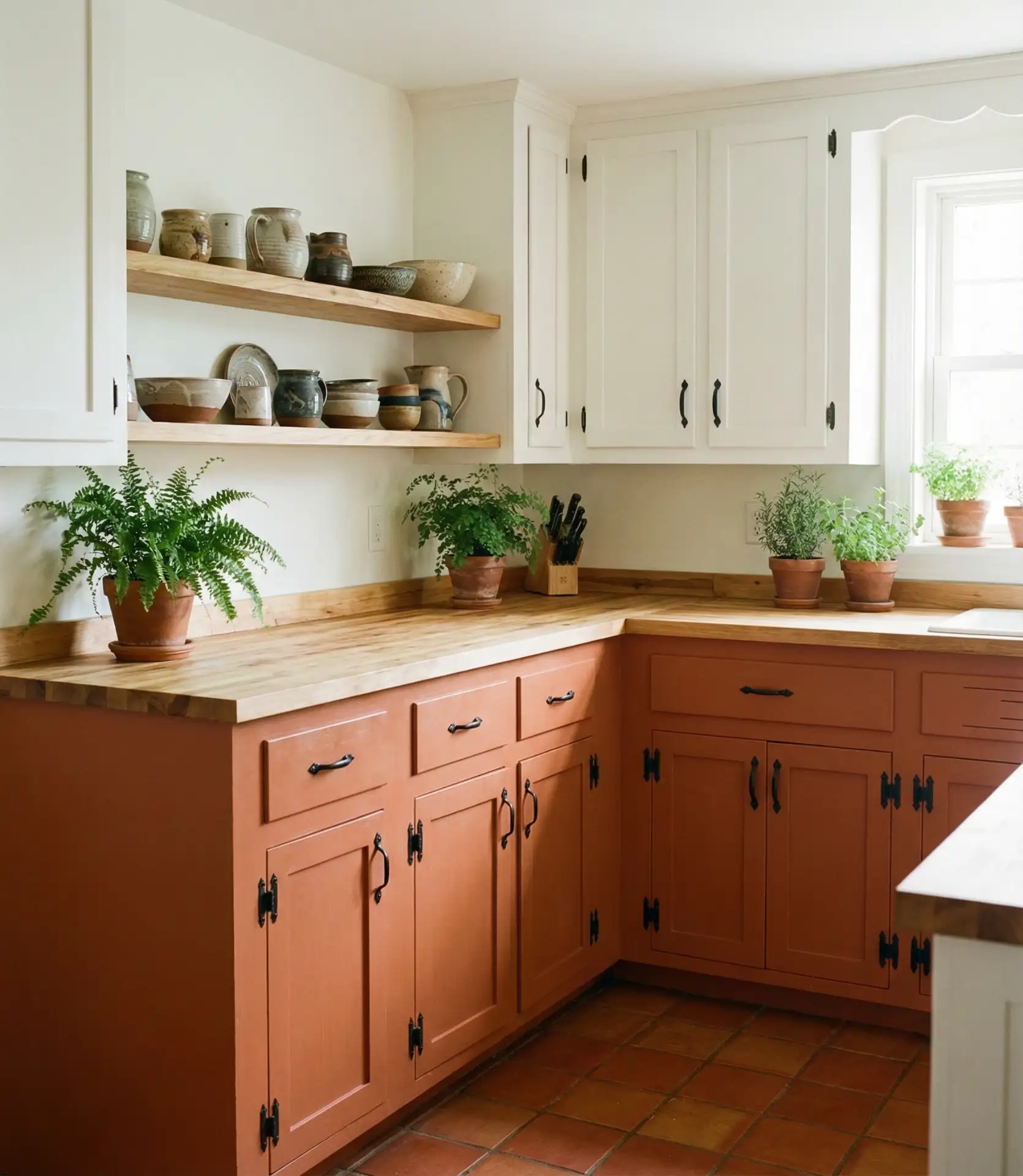 Terracotta Cabinets with Soft White Walls 2