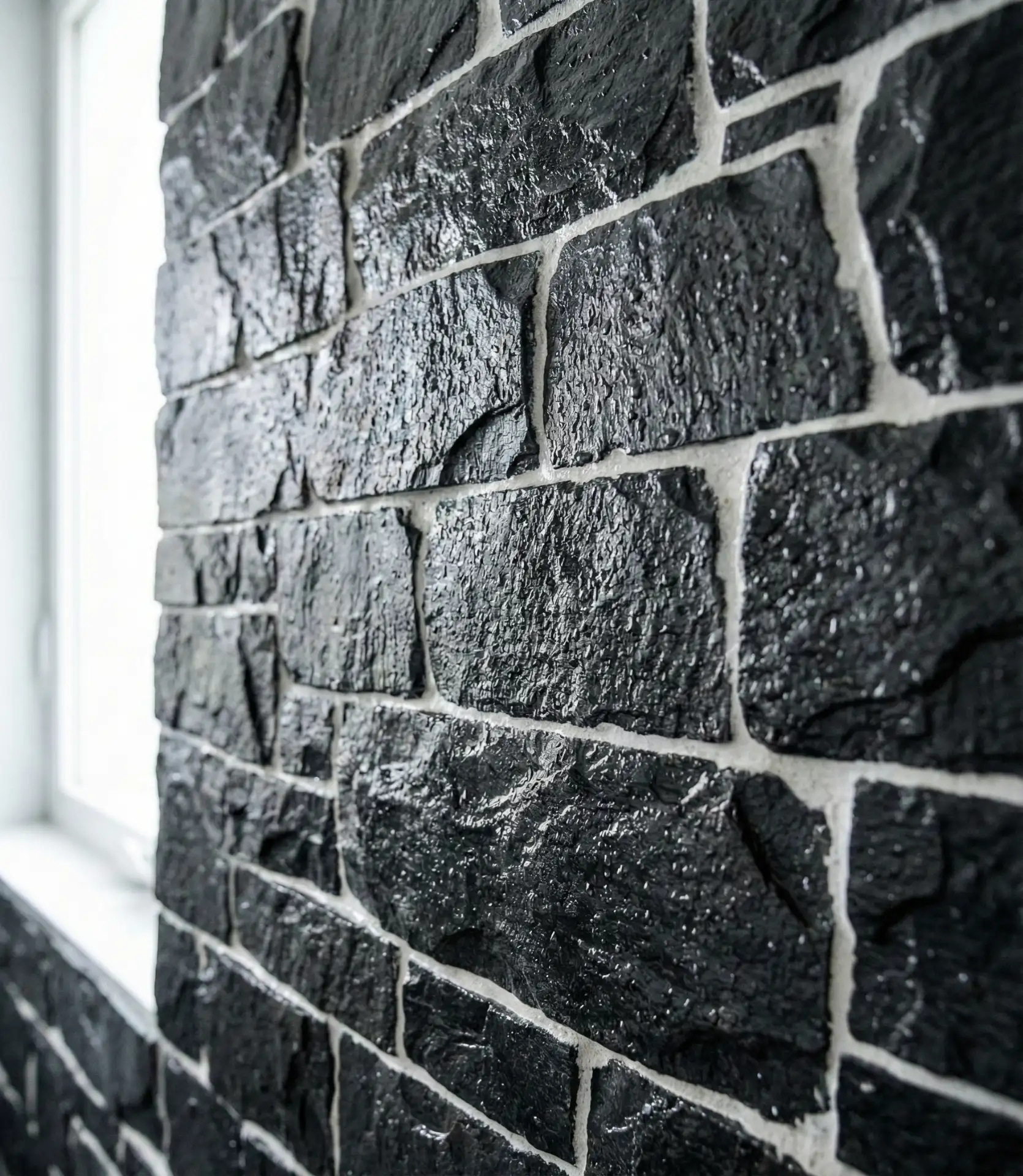 Textured Black Stone or Slate Feature Wall 2