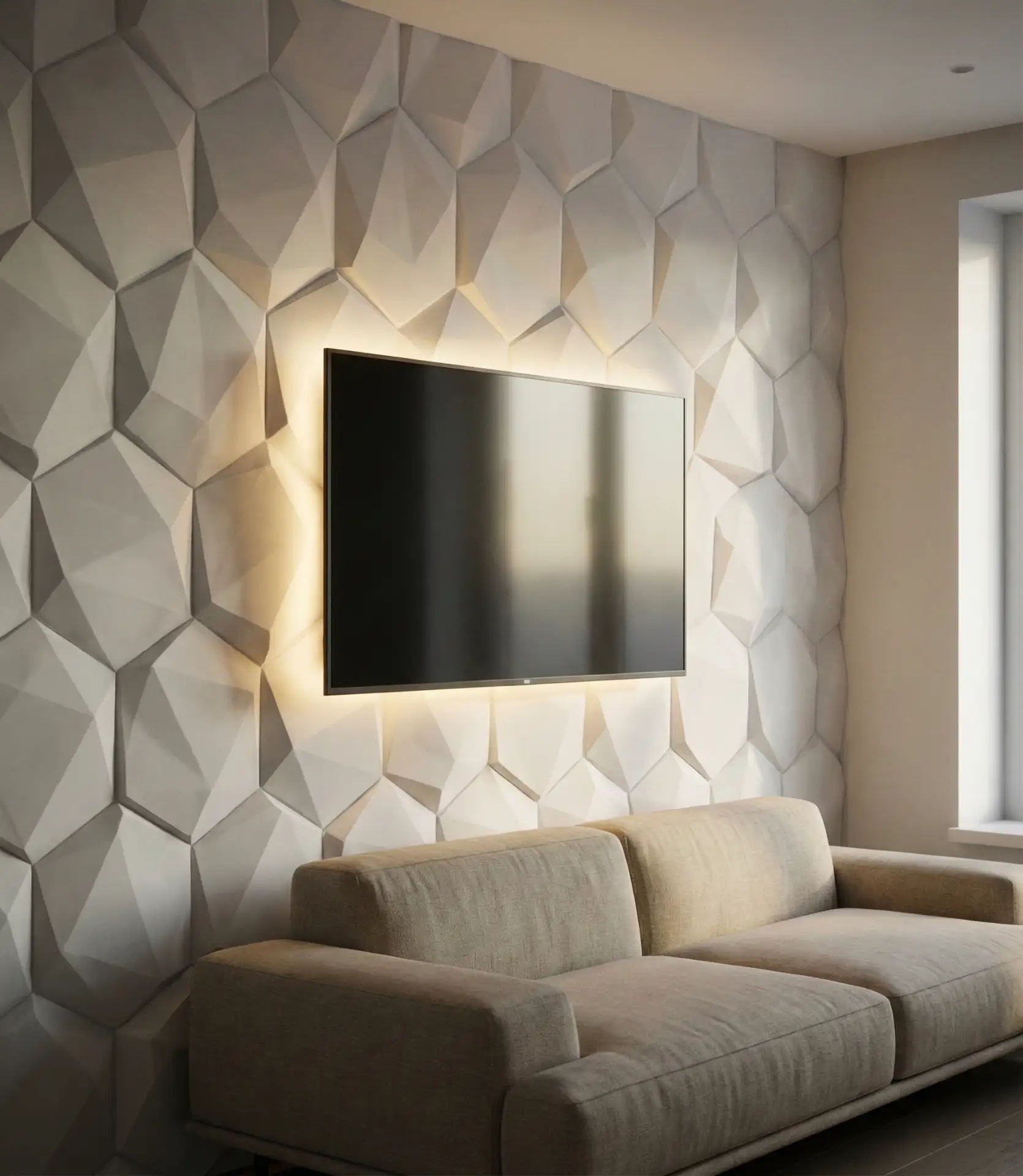 Textured Gypsum Panel with Indirect-Lighting 1