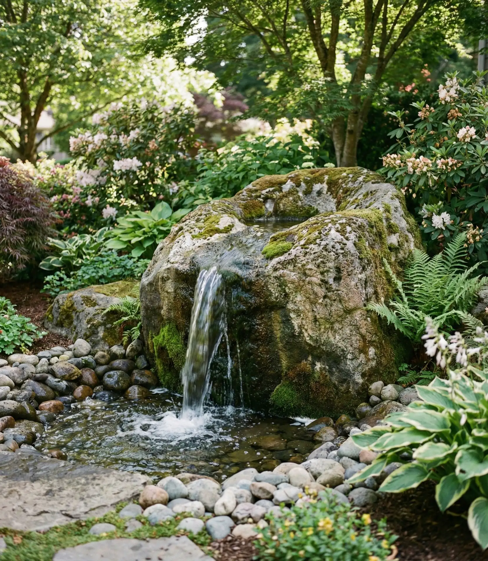Tiered Fountain with Natural Stone Basin 1