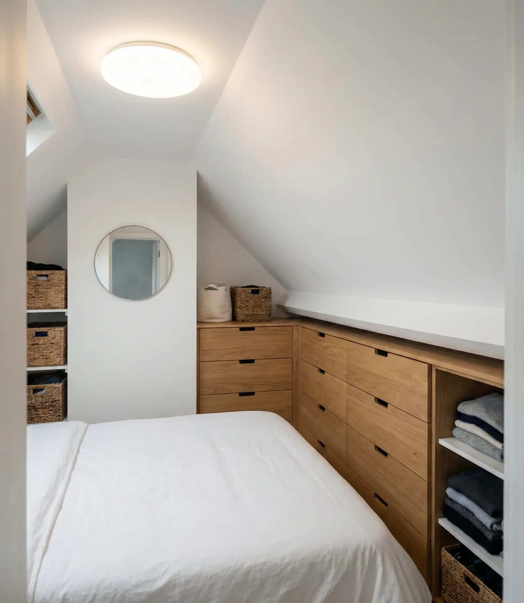 Tiny Attic Bedroom with Built-In Storage 1