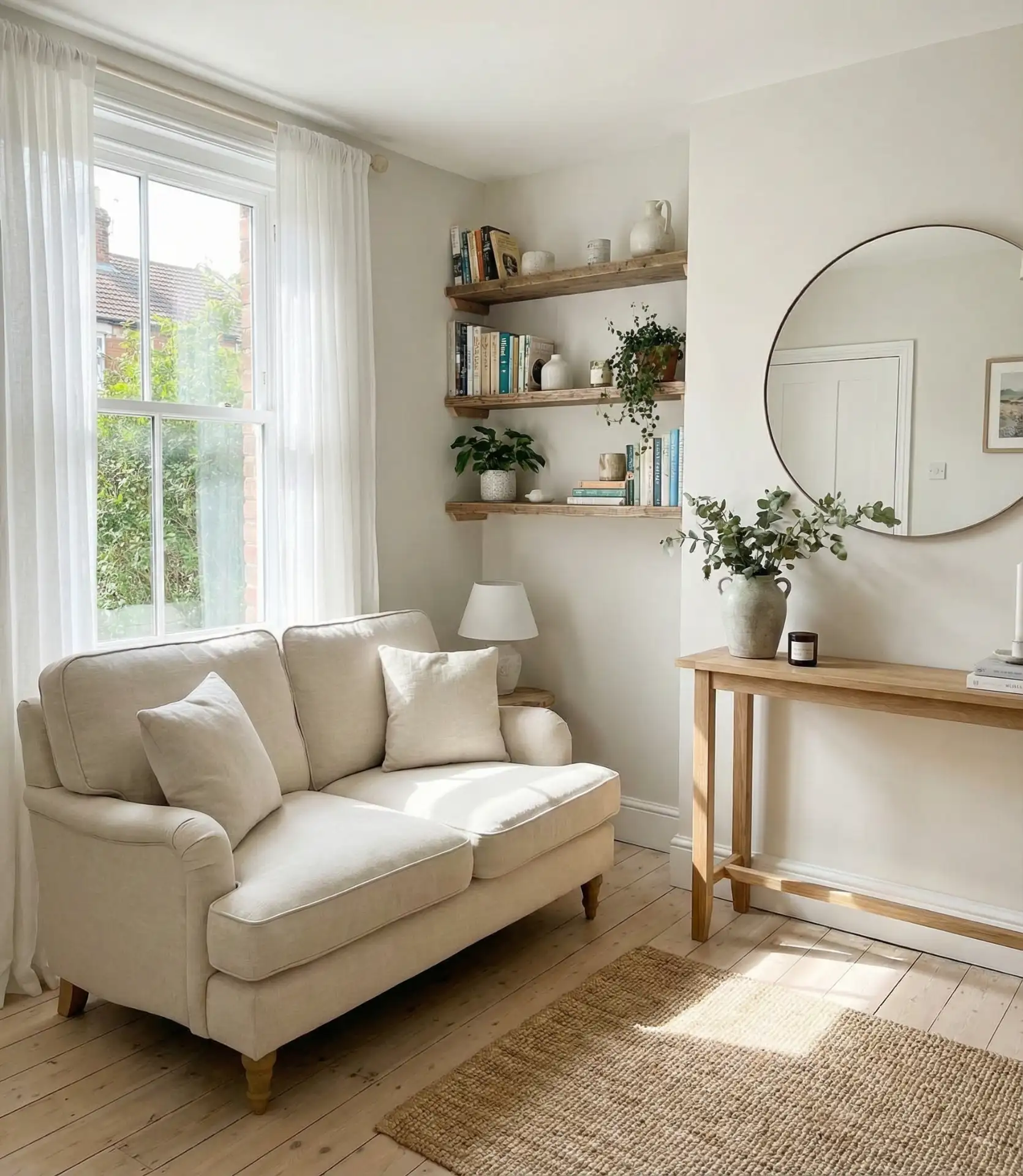 Tiny Cottage Living Room with Space-Saving Furniture 2