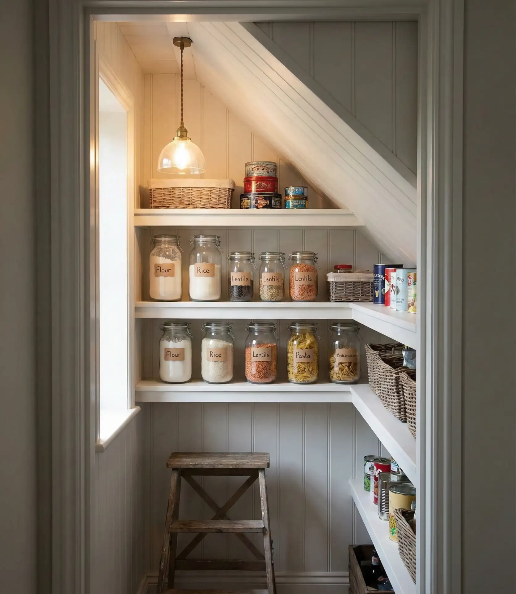 Tiny Pantry Under the Stairs 1