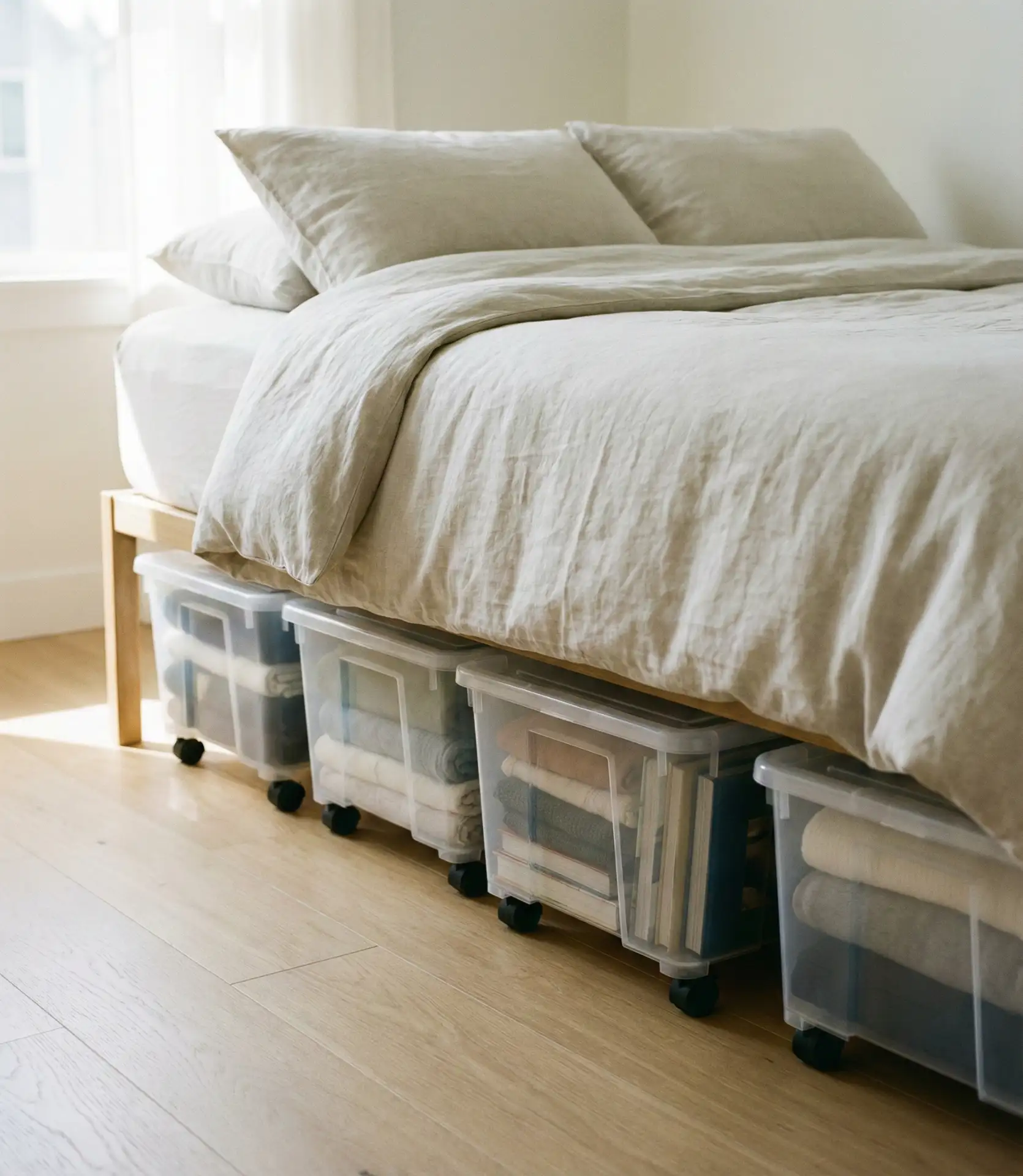 Under-Bed Storage with Rolling Bins 1