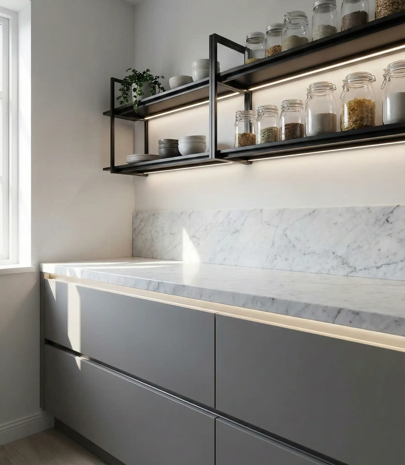 Under-Cabinet Lighting with Floating Shelves 2