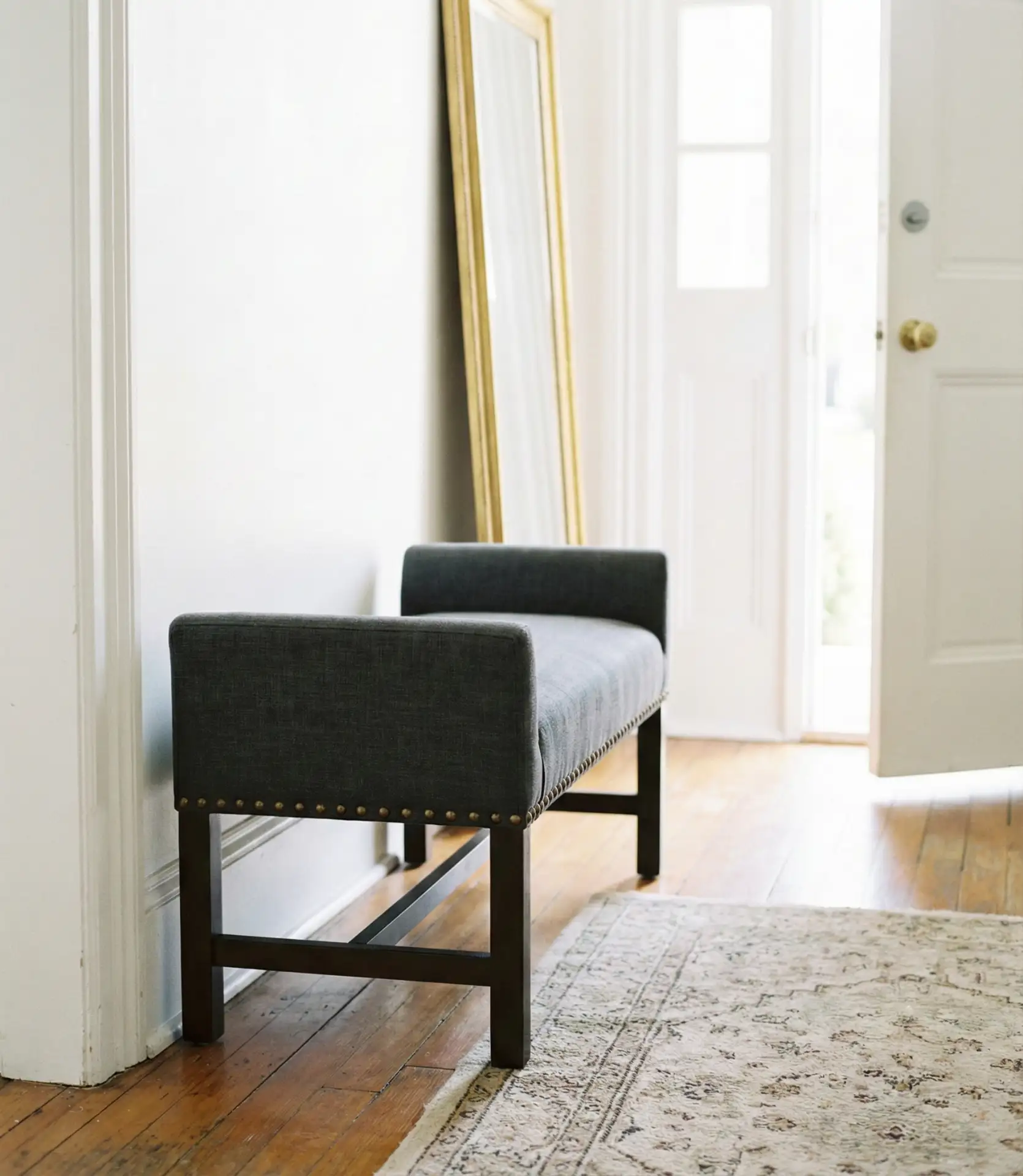 Upholstered Bench with Nailhead Trim 2