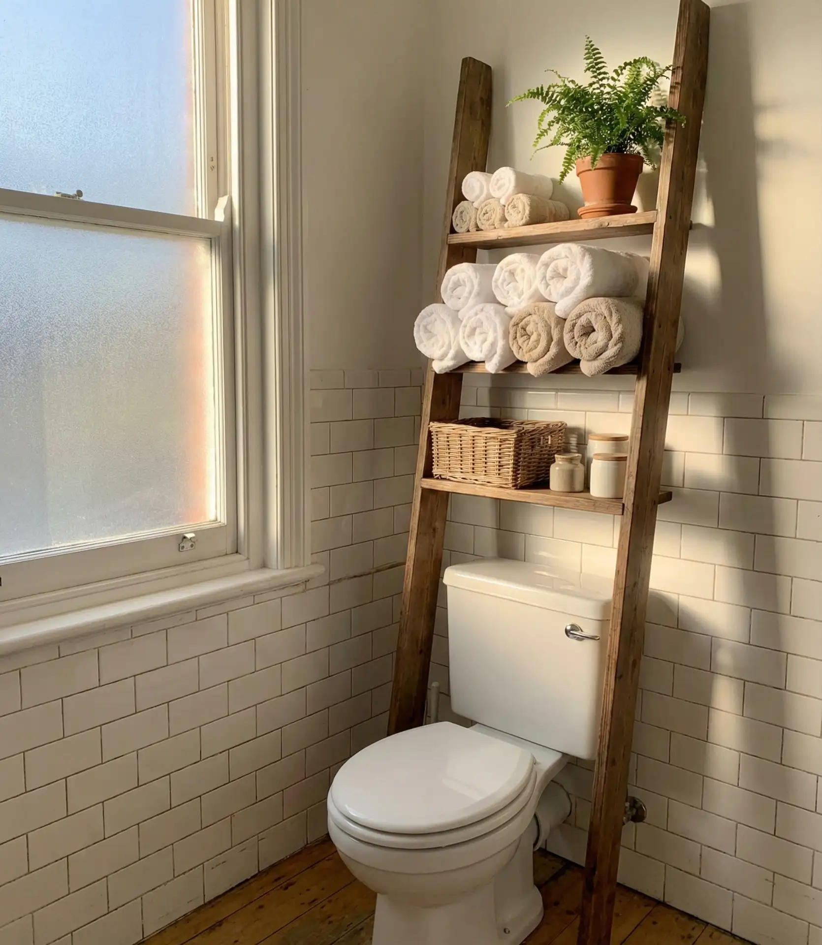 Vertical Bathroom Shelving Above the Toilet 1