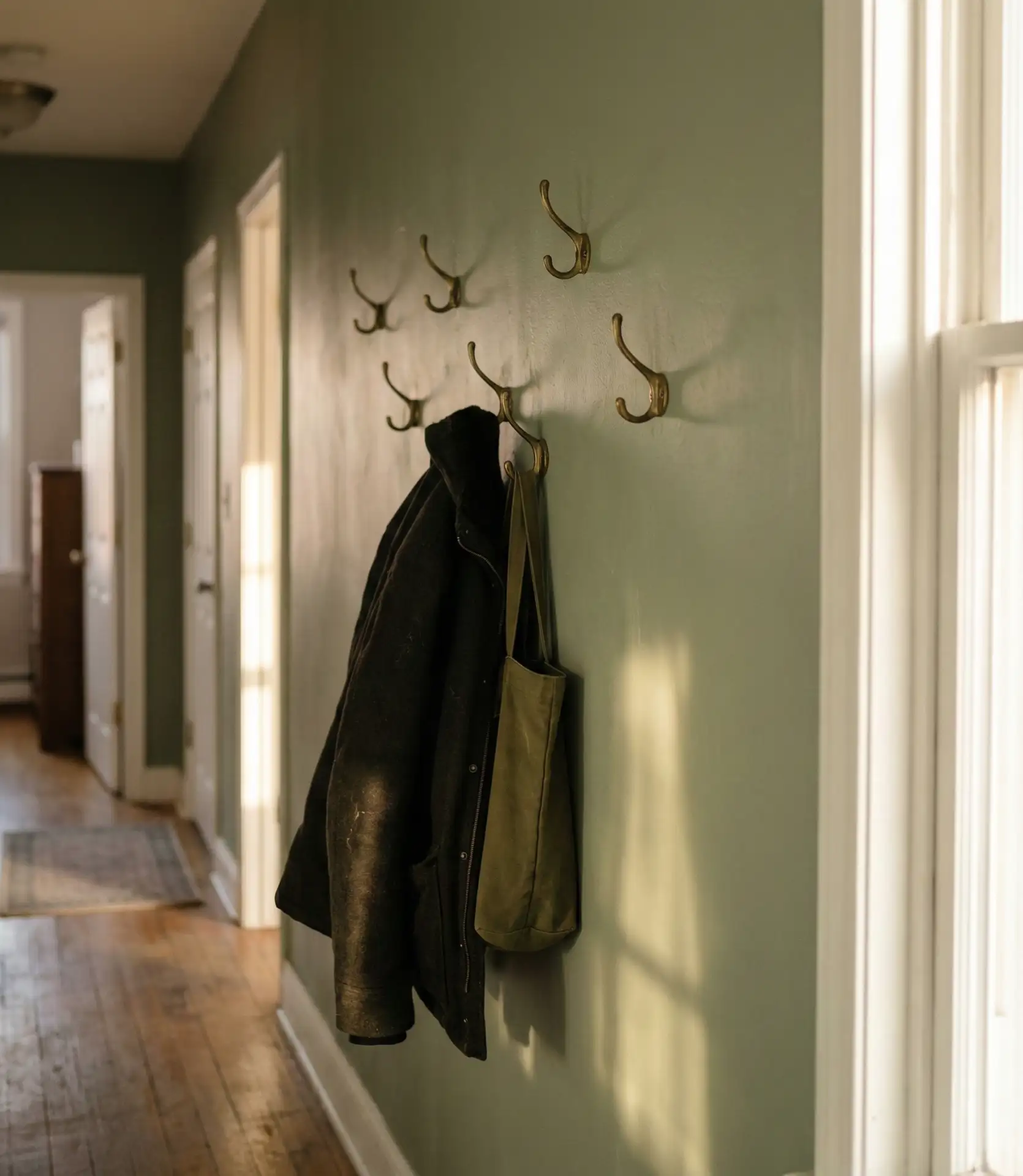 Vertical Coat Hooks Instead of Bulky Racks 2