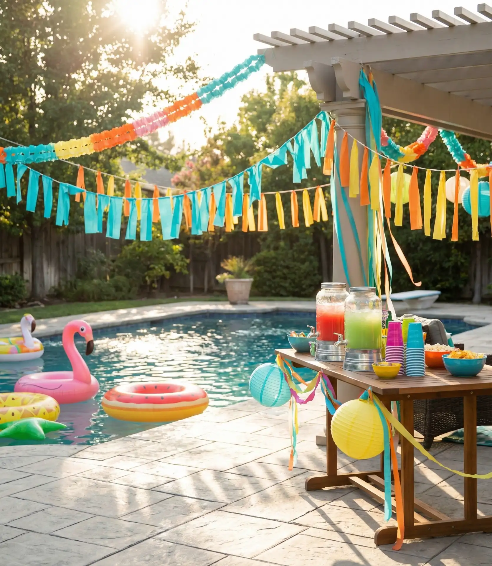 Vibrant Birthday Pool Party Setup 2