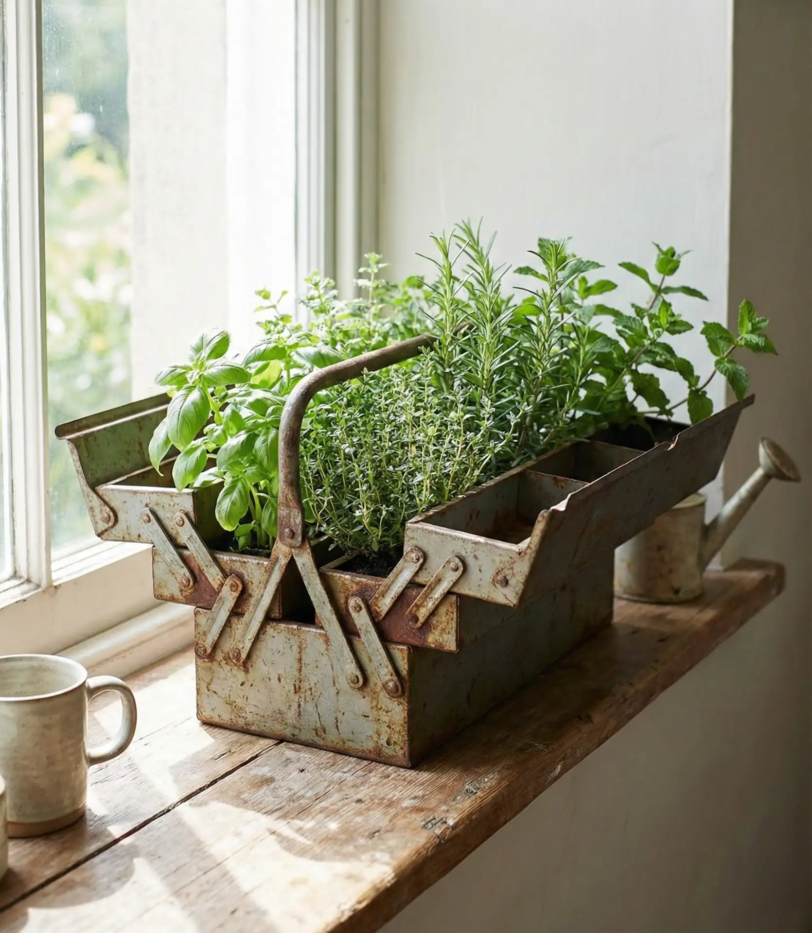 Vintage Toolbox Planters for Windowsills 2
