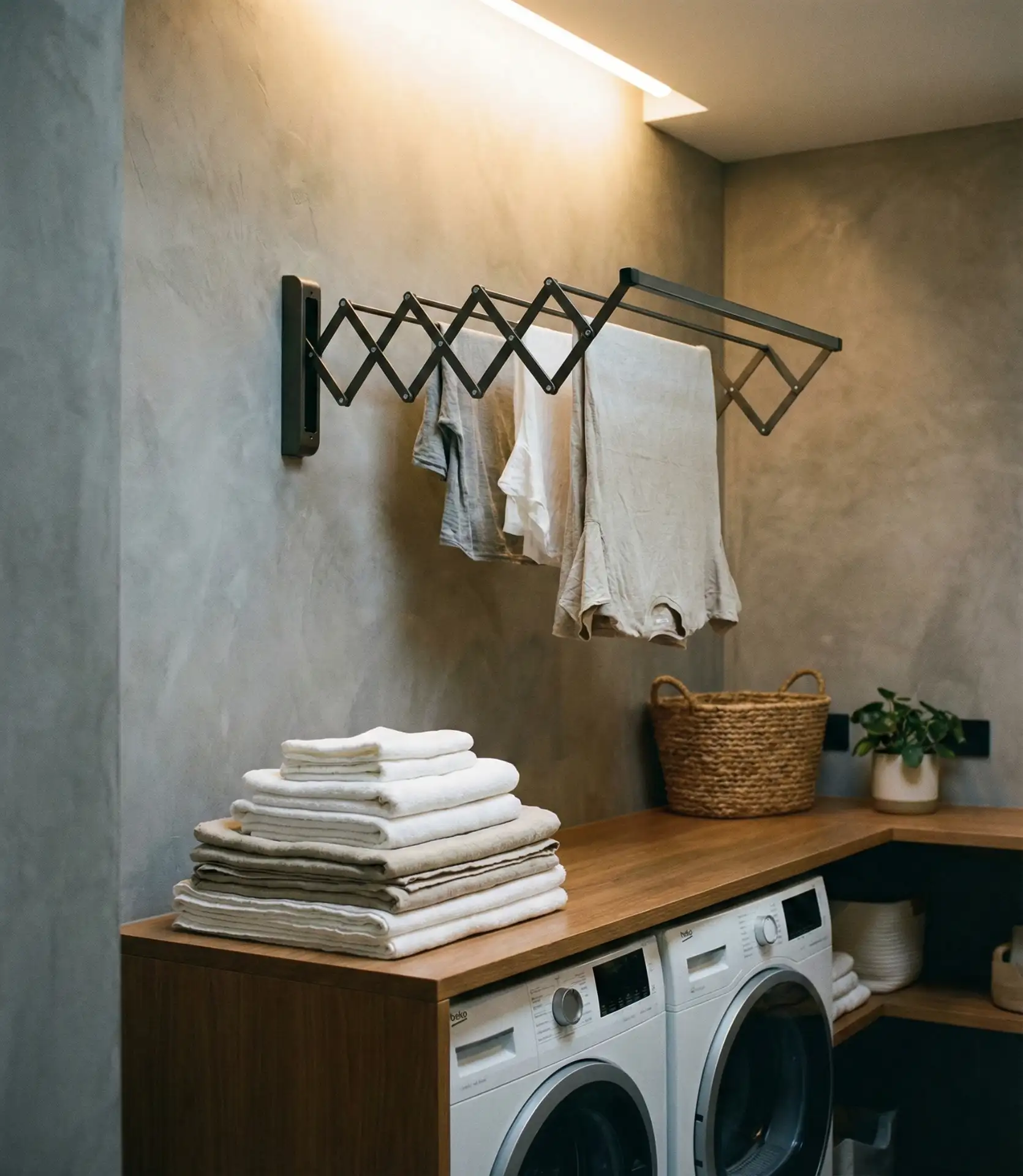 Wall-Mounted Drying Rack in Laundry Room 1