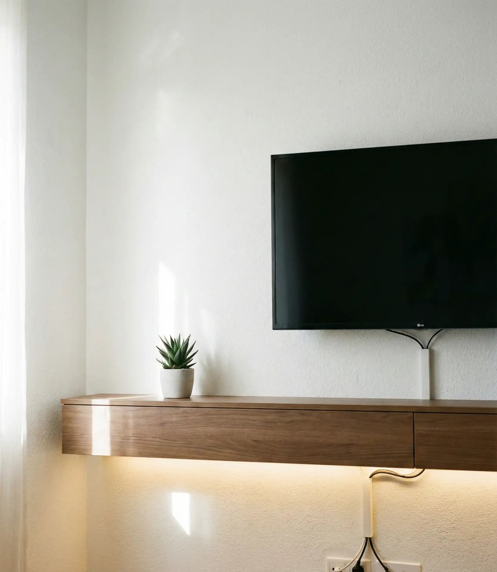 Wall-Mounted TV with Floating Media Console 2
