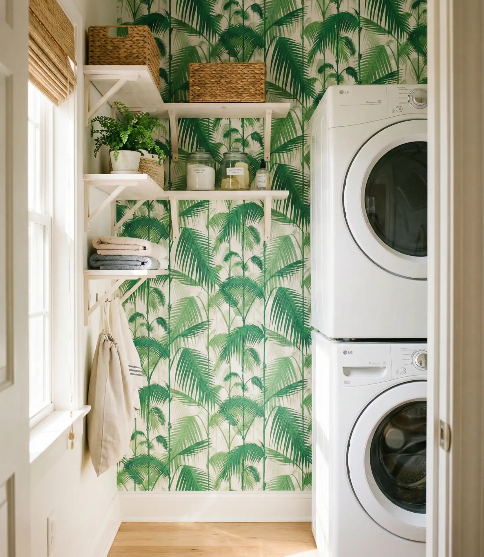 Wallpaper Accent in Compact Laundry 1