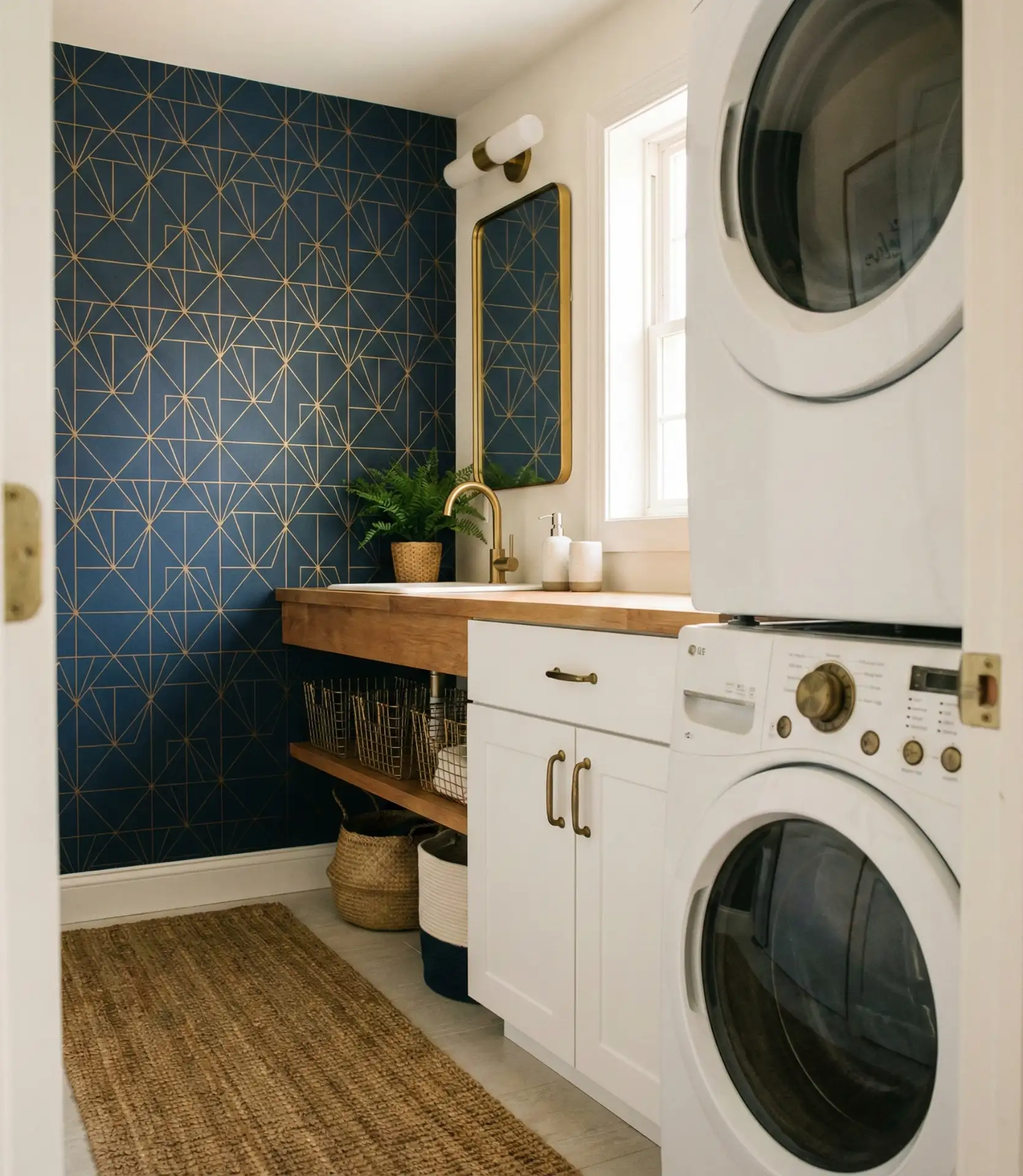 Wallpaper Accent in Compact Laundry 2