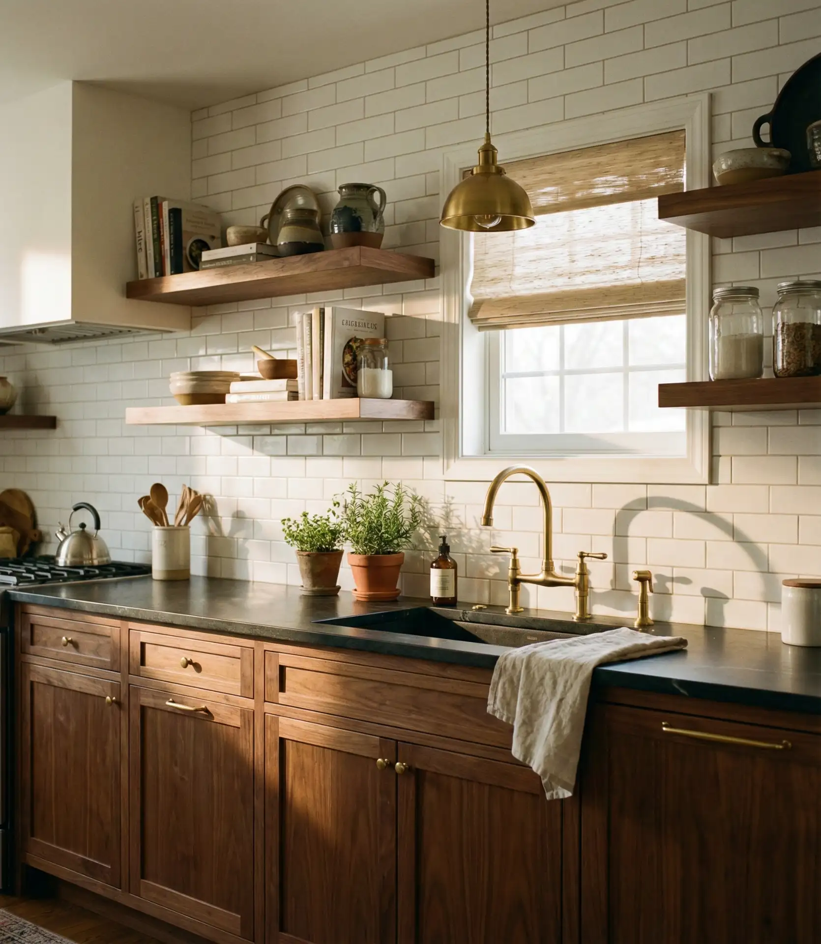 Walnut Wood Cabinets with Natural Grain 1