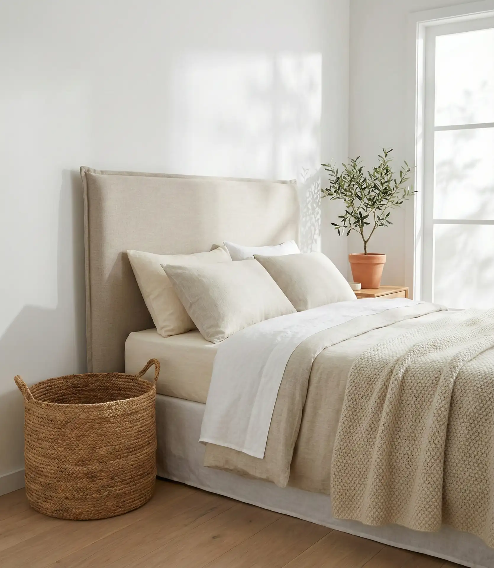 Warm White Walls with a Beige Headboard 2