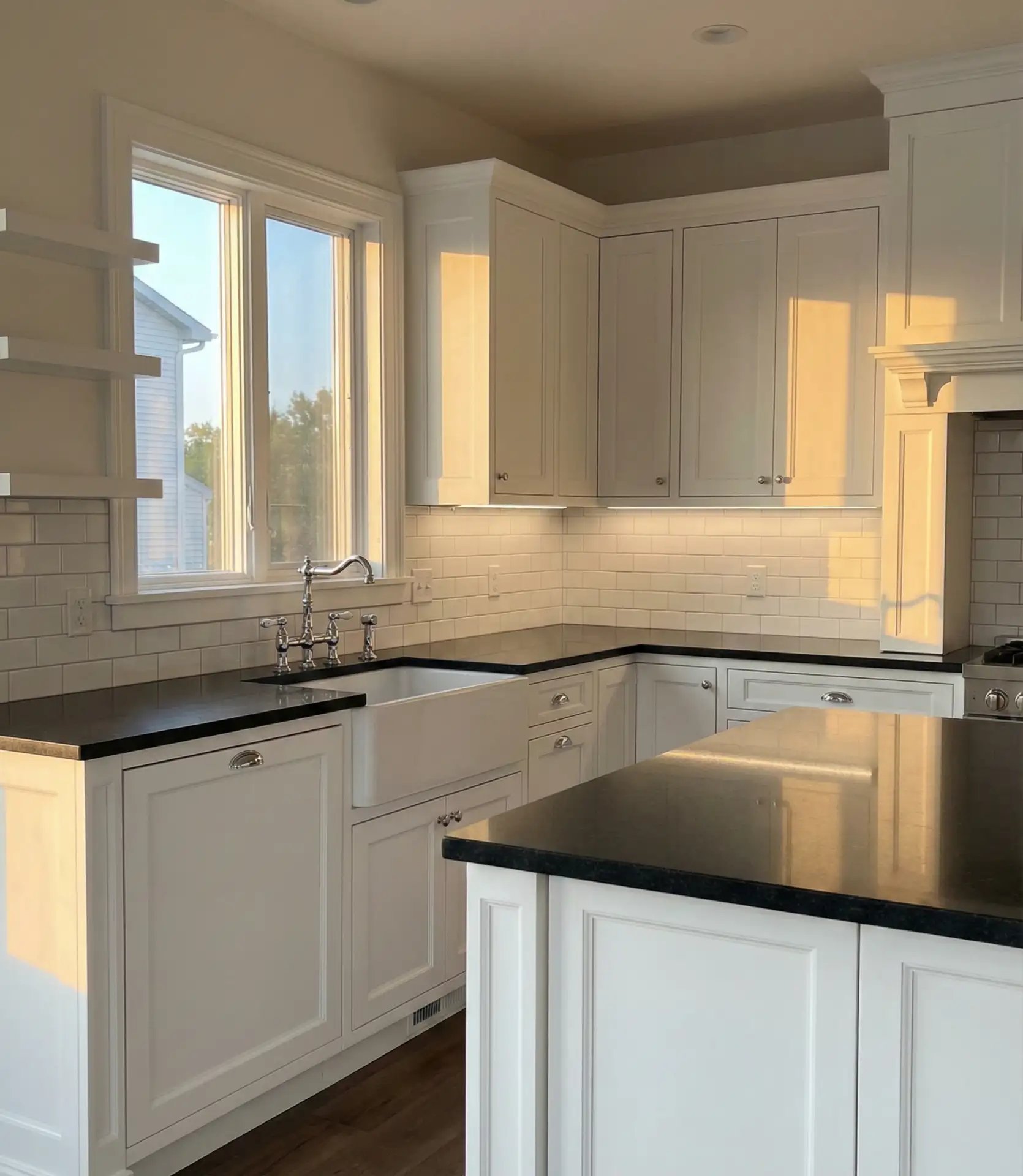 White Cabinets with Black Countertops 1
