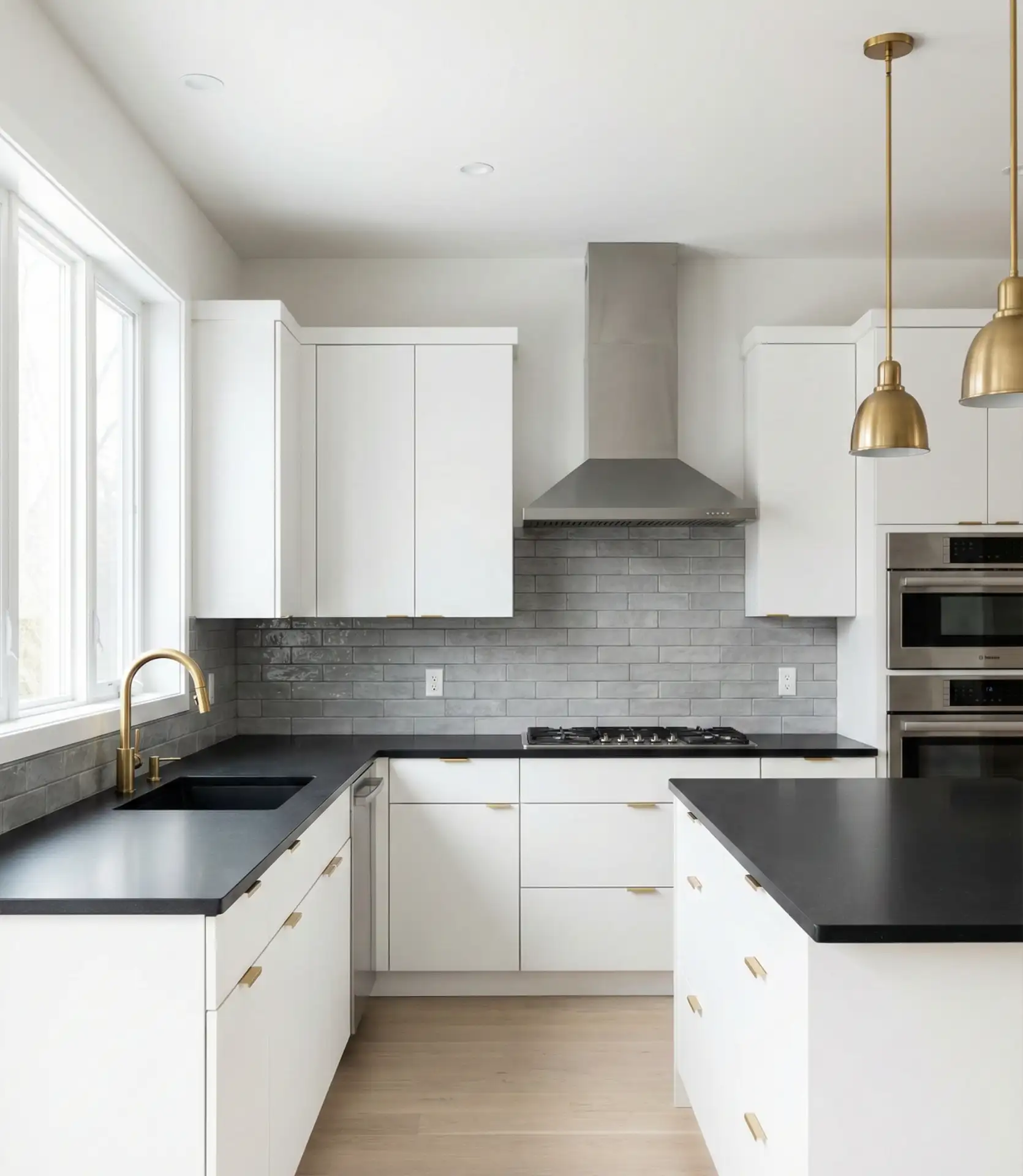 White Cabinets with Black Countertops 2