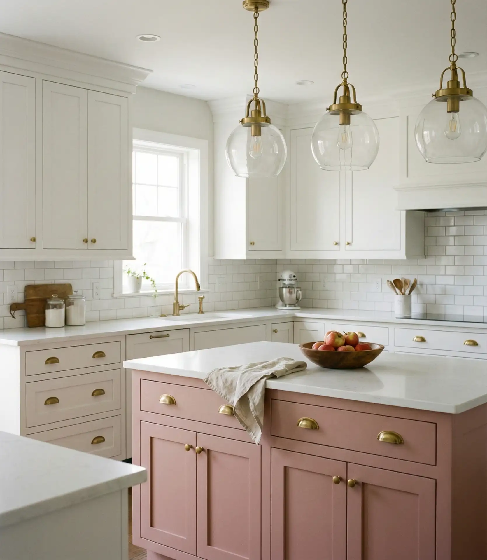 White Cabinets with Pink Accents 1