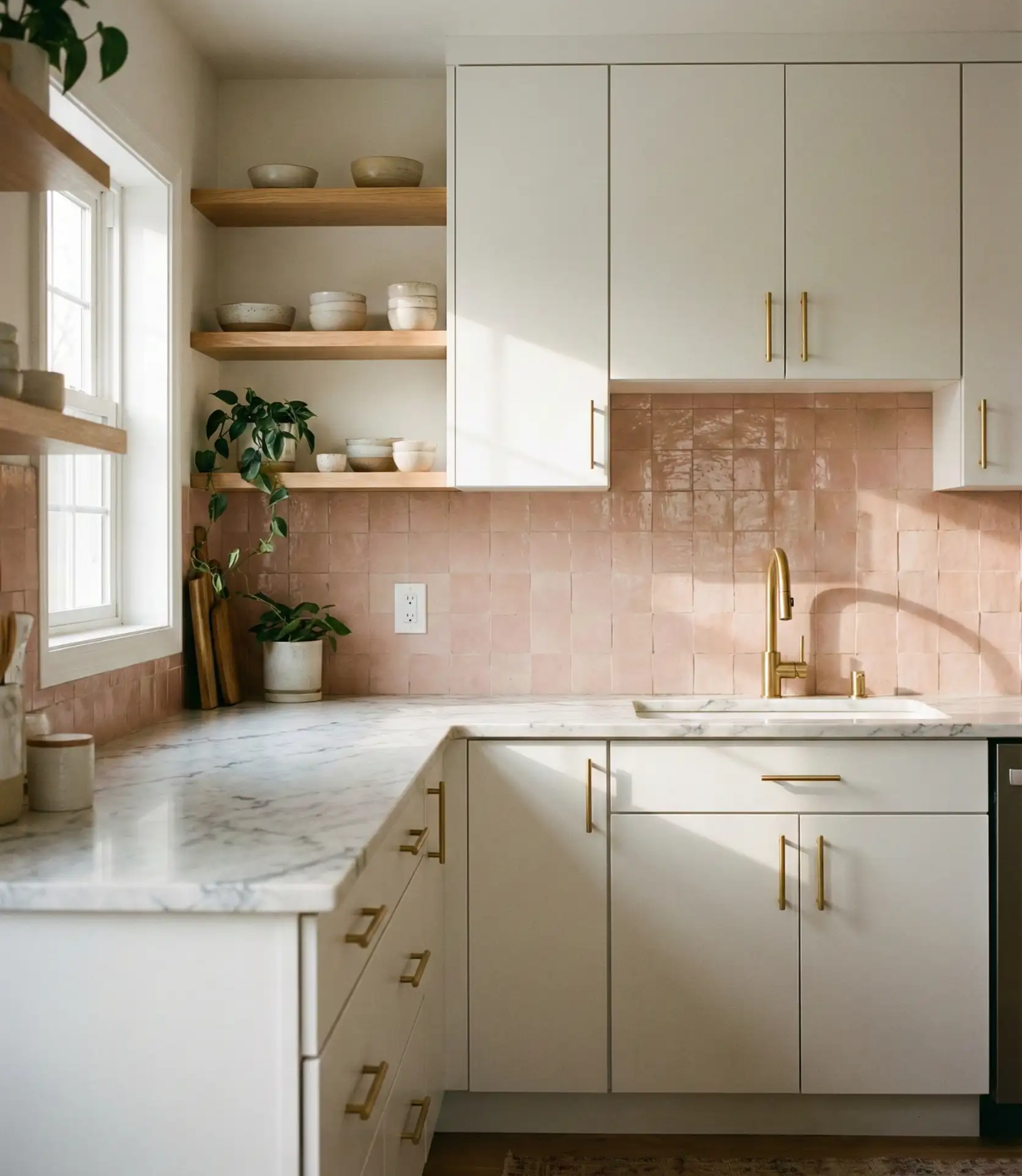 White Cabinets with Pink Accents 2