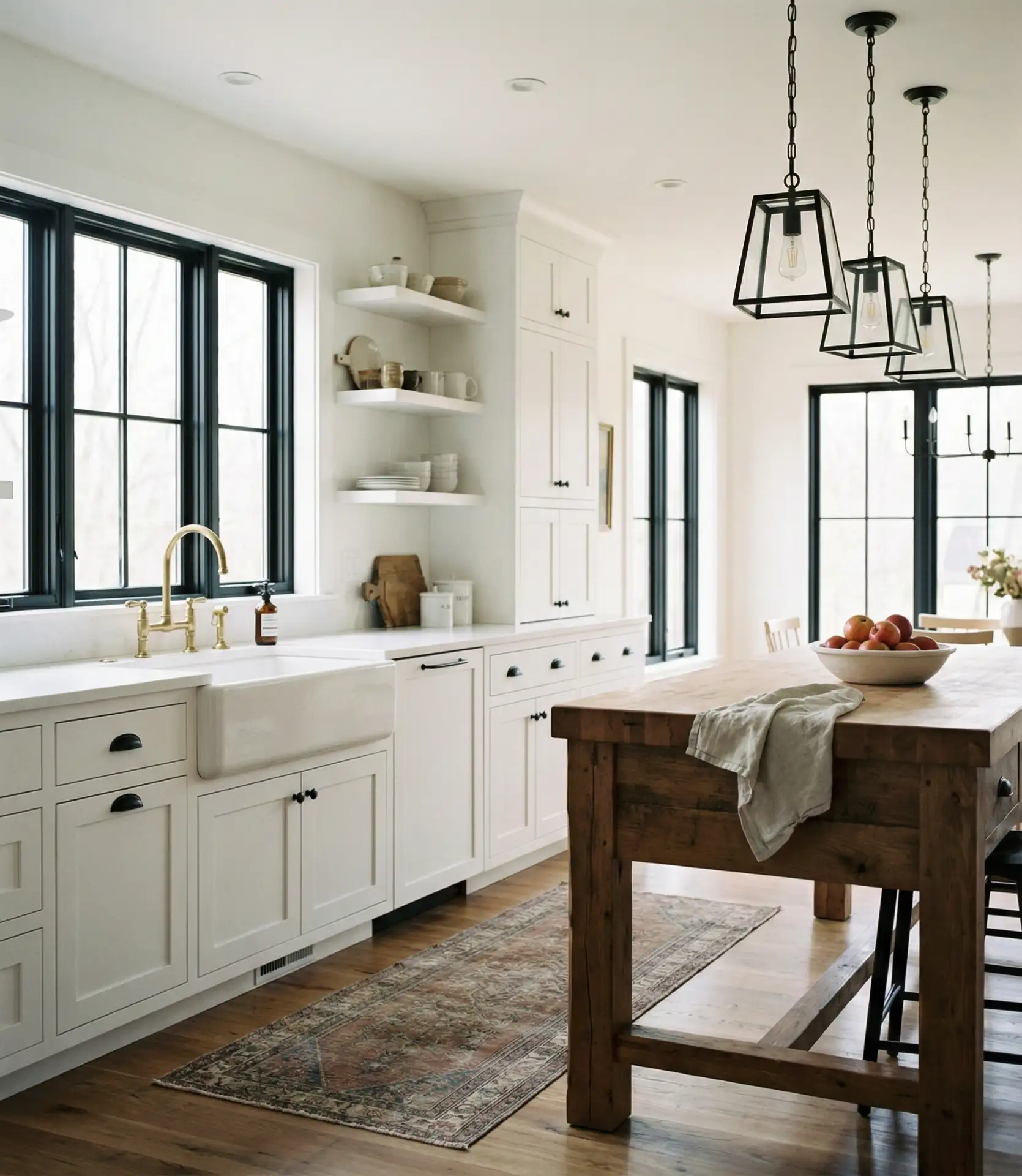 White Farmhouse Kitchen with Black Accents 2
