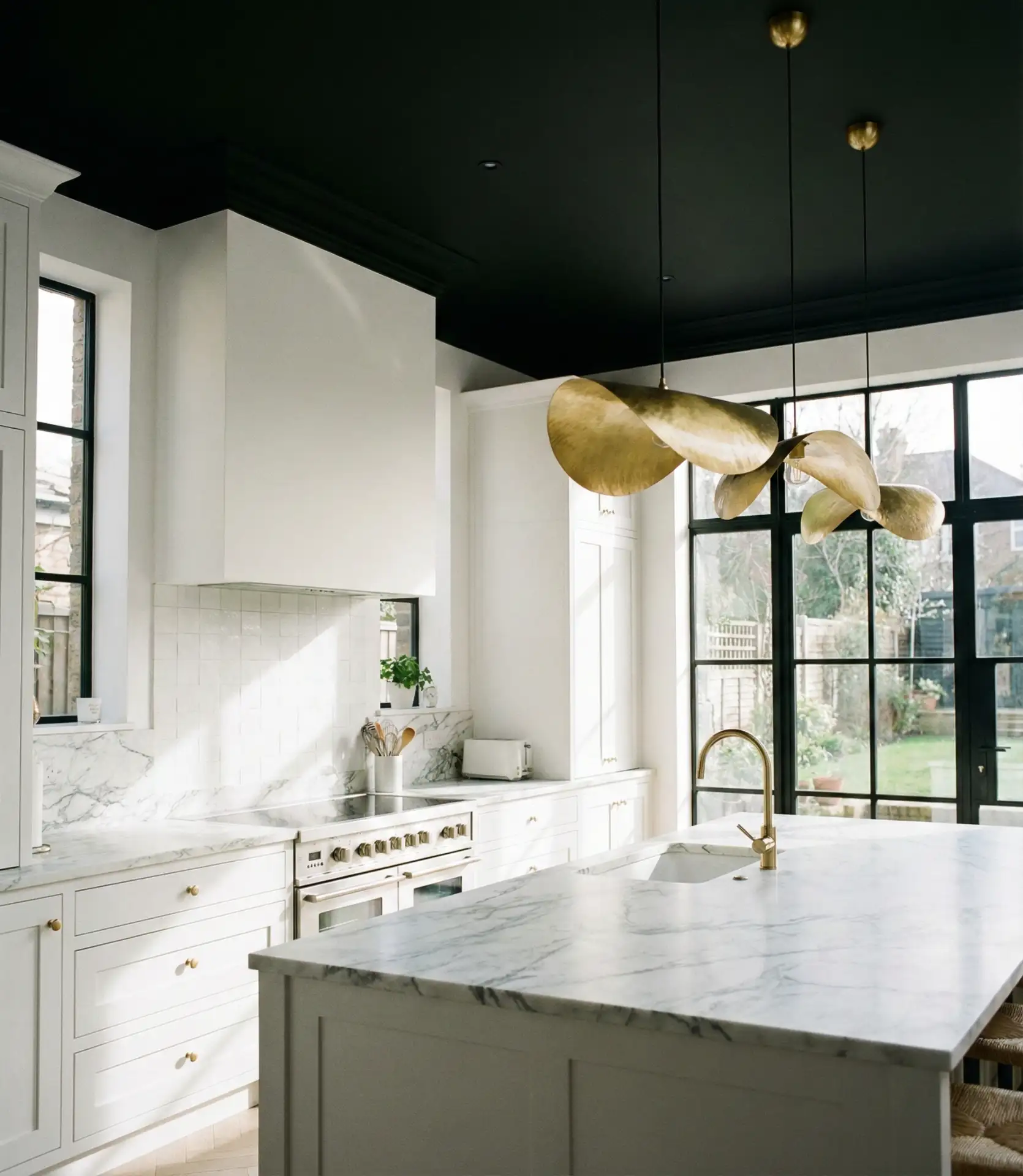 White Kitchen with Black Ceiling 1