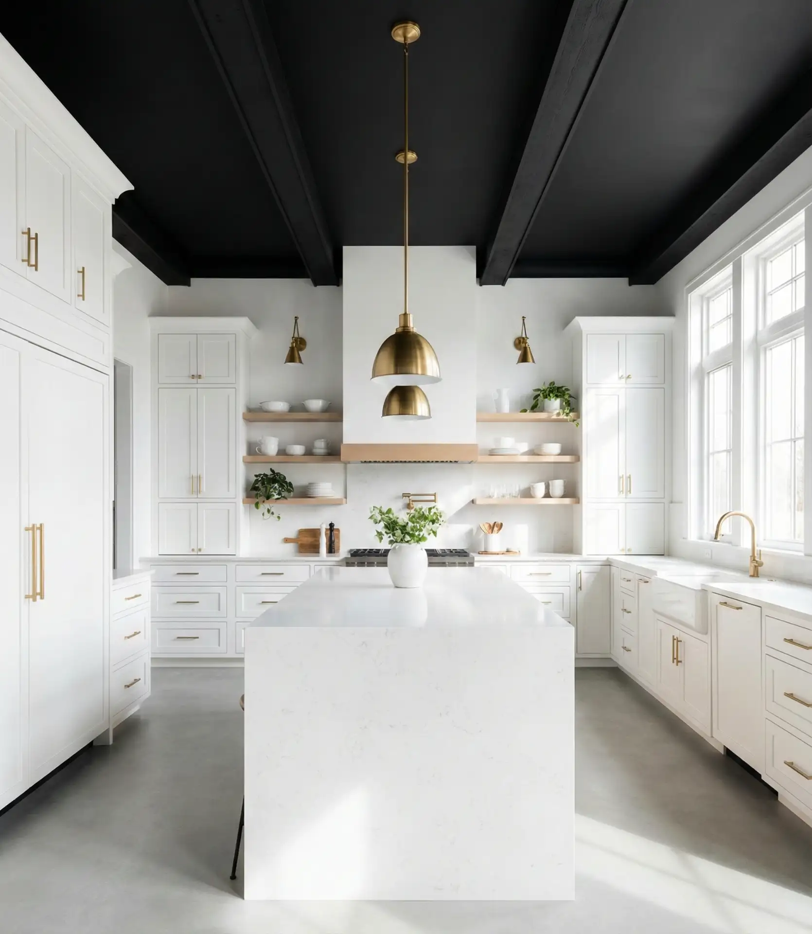 White Kitchen with Black Ceiling 2