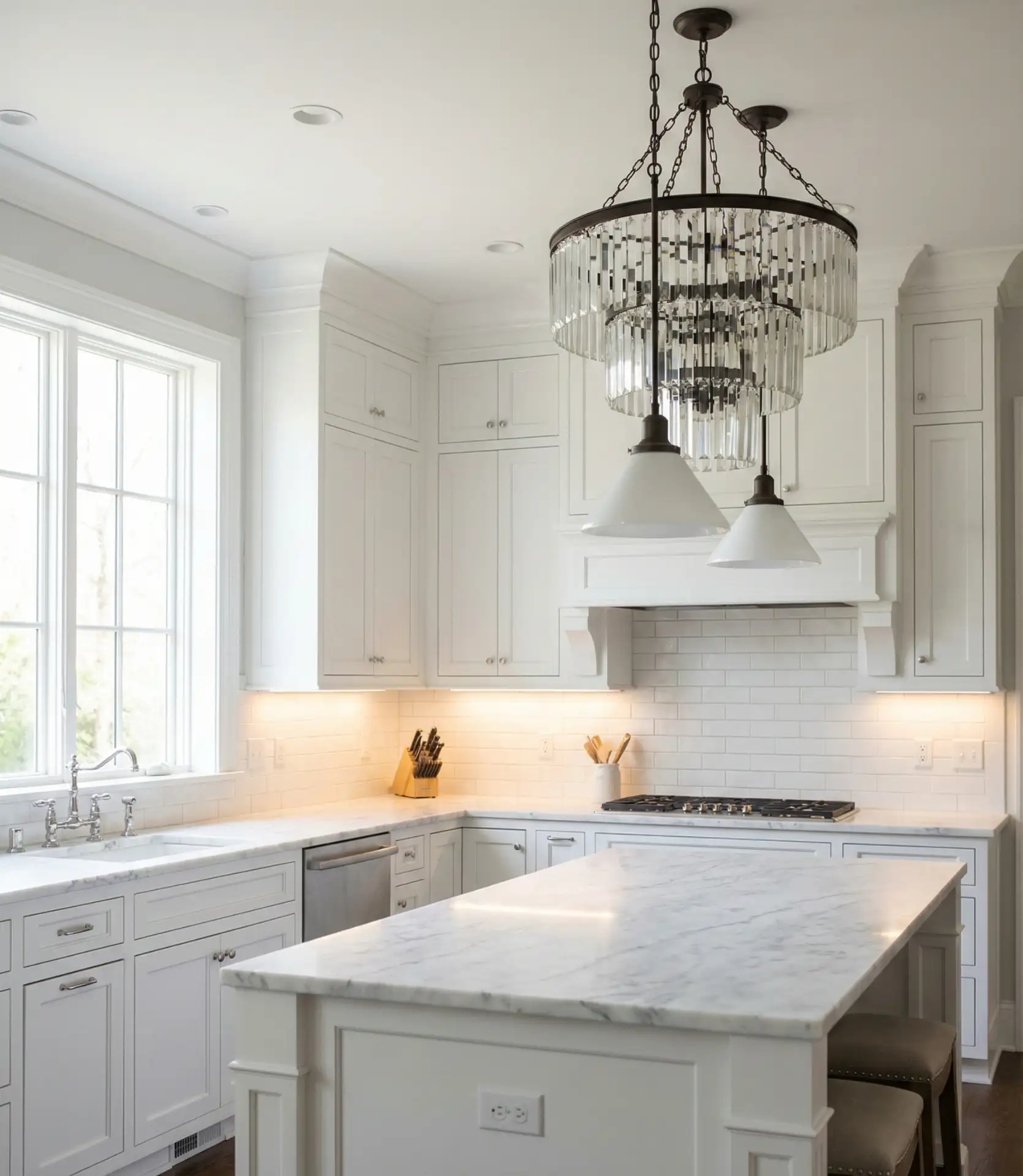 White Kitchen with Layered Lighting Design 2