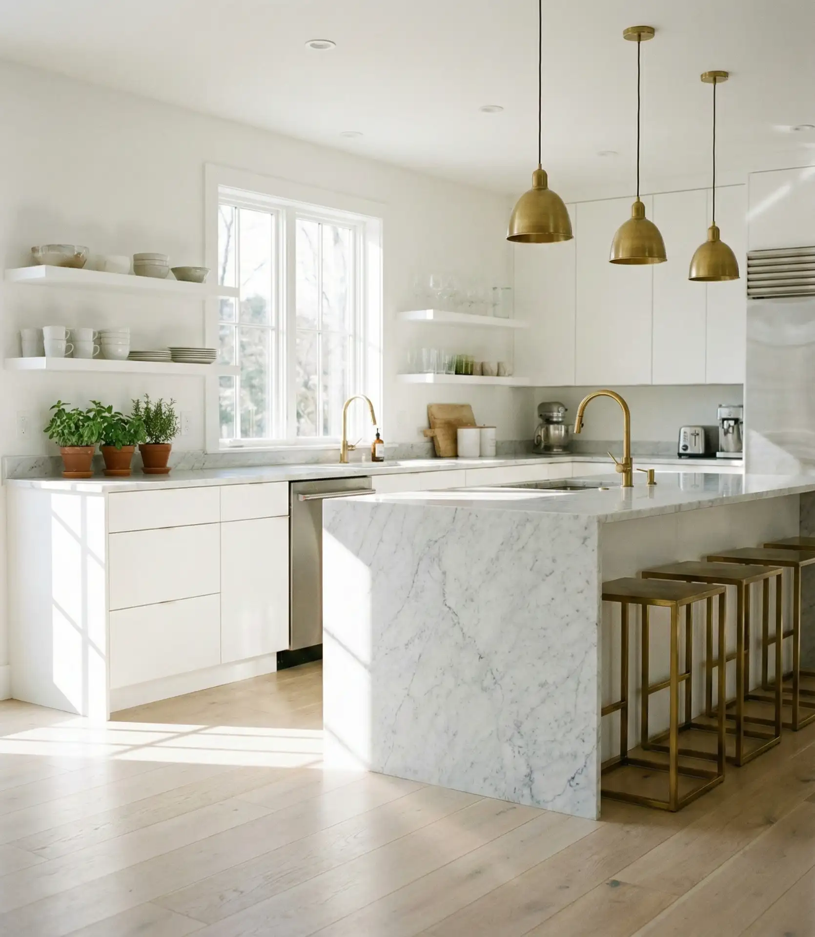 White Kitchen with Oak Flooring 2