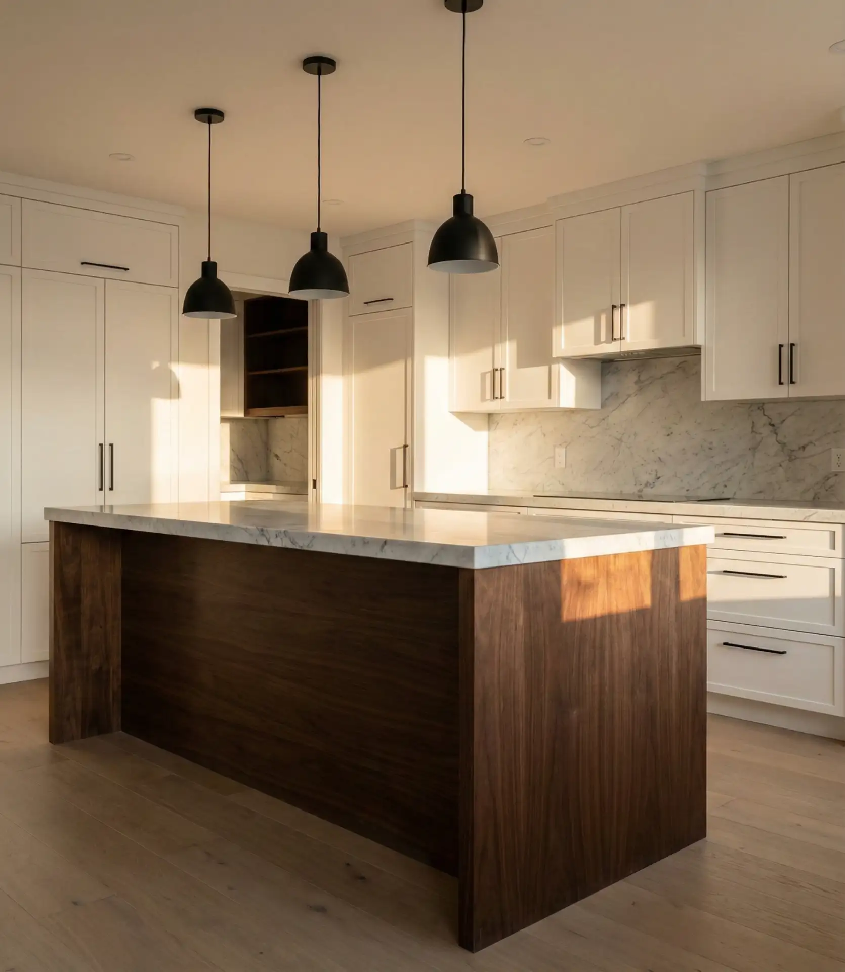 White Kitchen with Wood Island 2