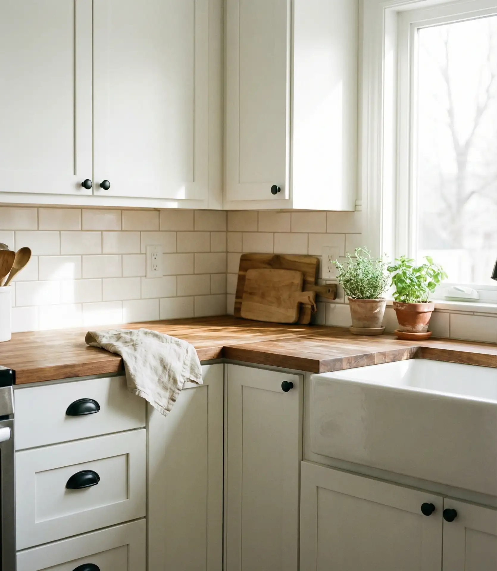 White Shaker Cabinets with Black Hardware 2