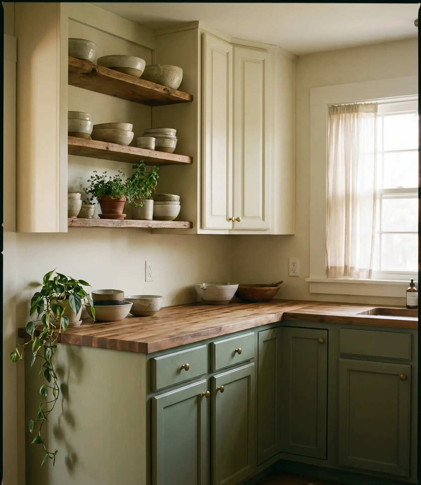 White and Green Color Palette with Natural Wood 1