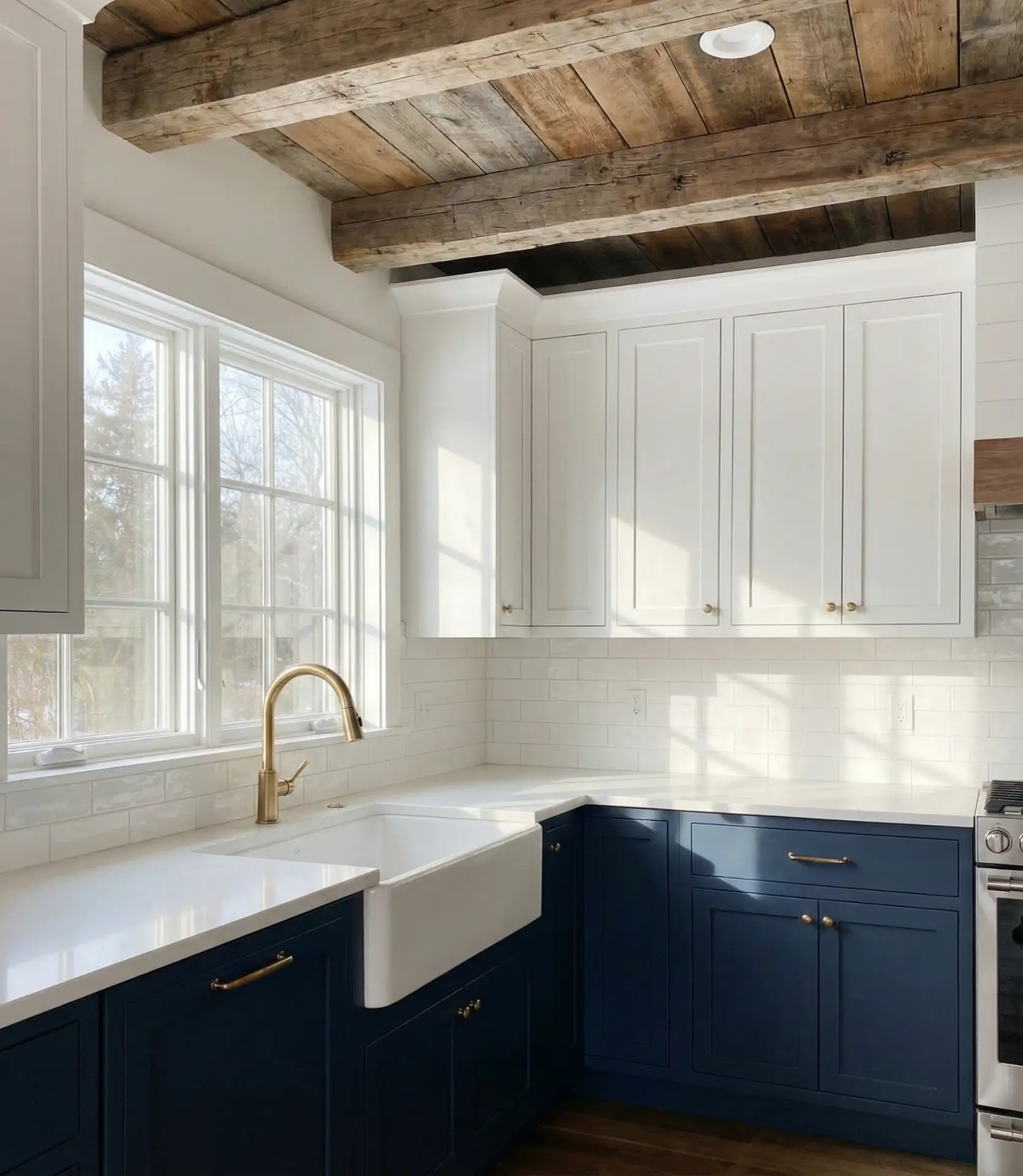 White and Navy Two-Tone Design 1