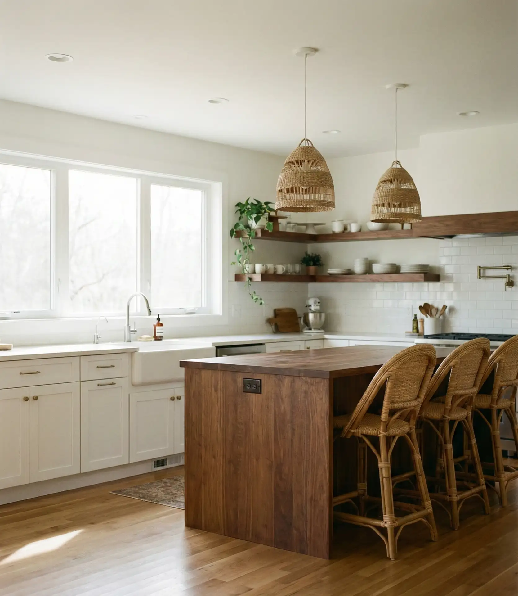 White and Wood Warmth in Open Concept 1