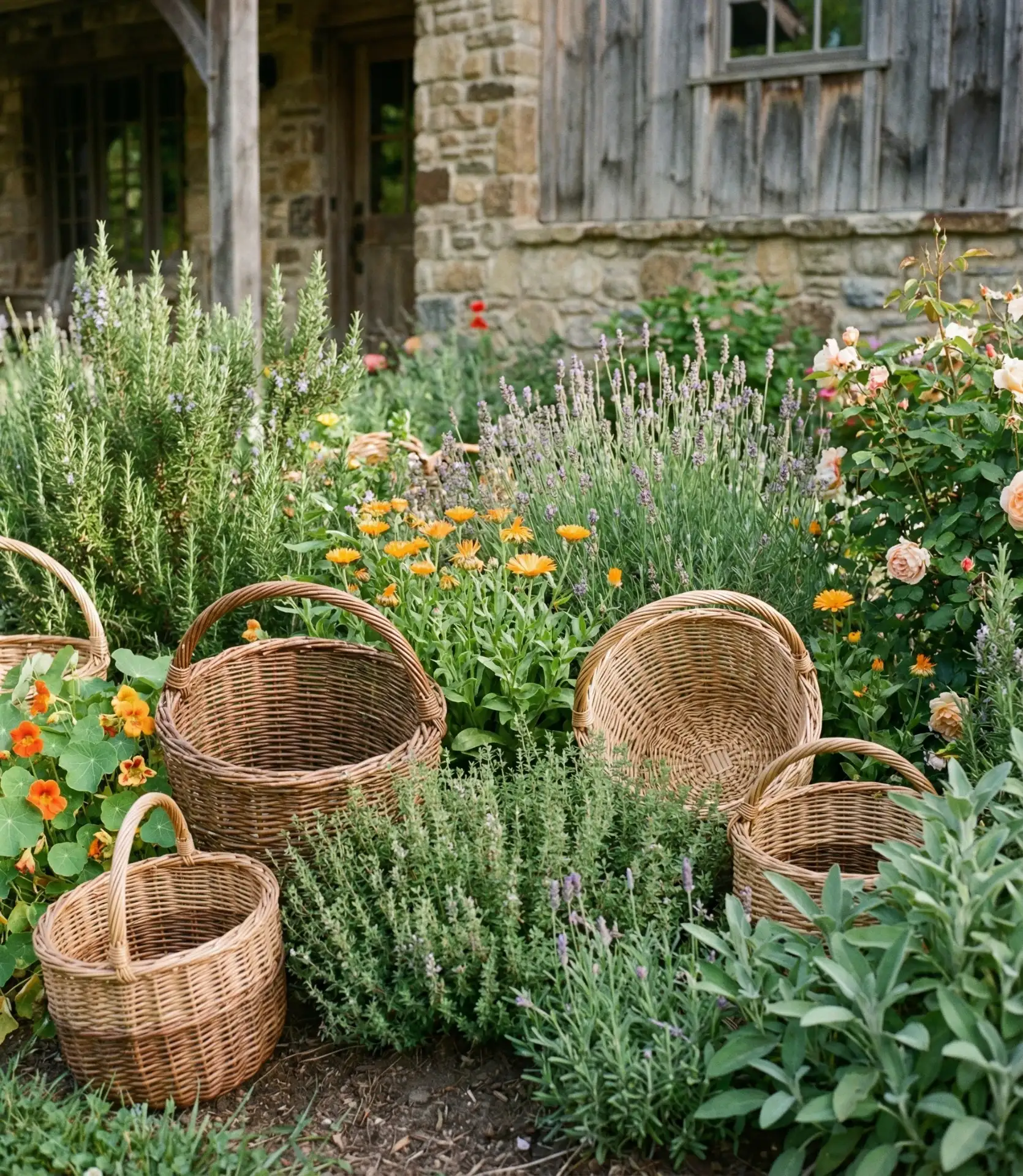 Wicker Basket Garden for the Front Yard 1