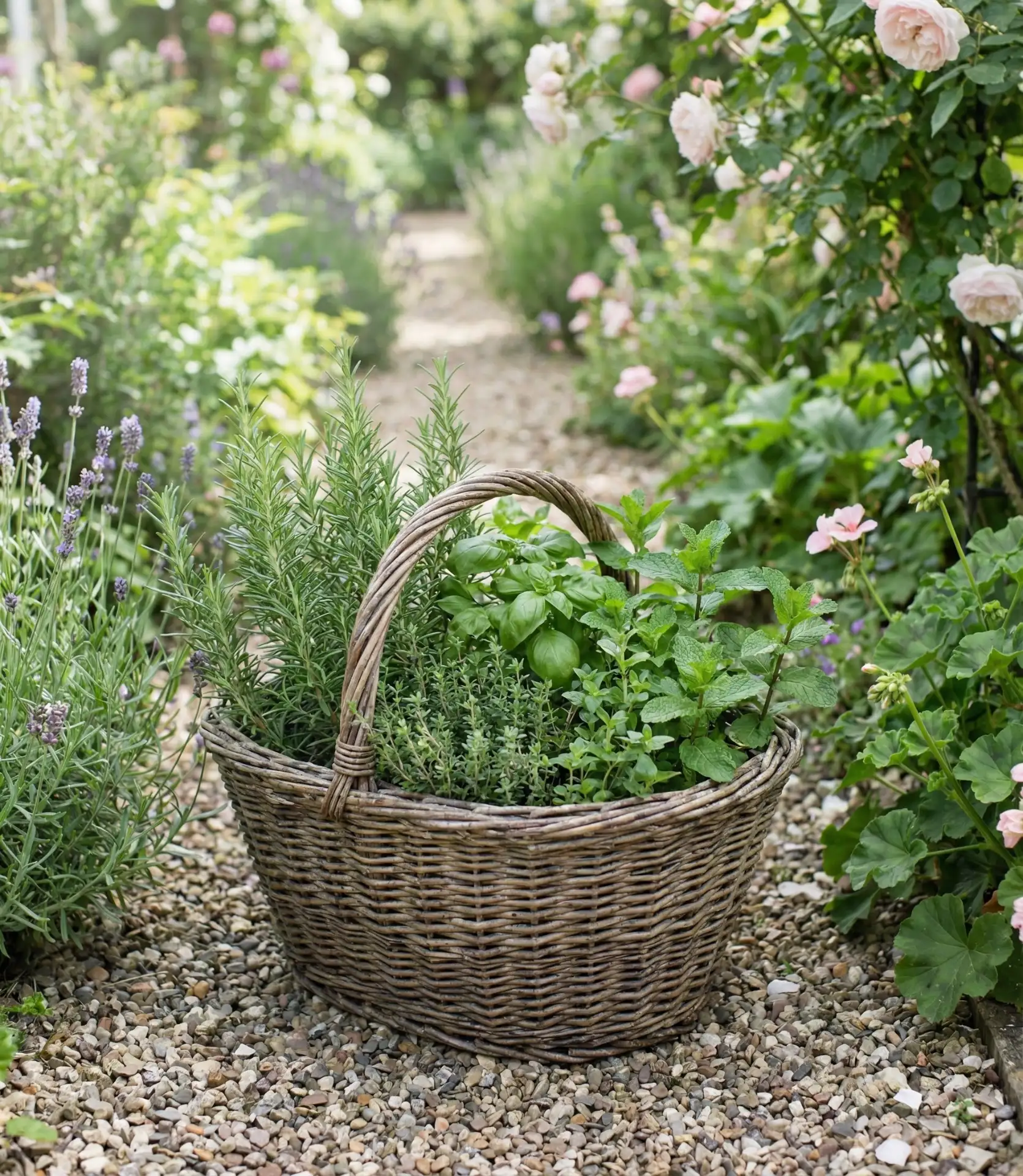 Wicker Basket Garden for the Front Yard 2