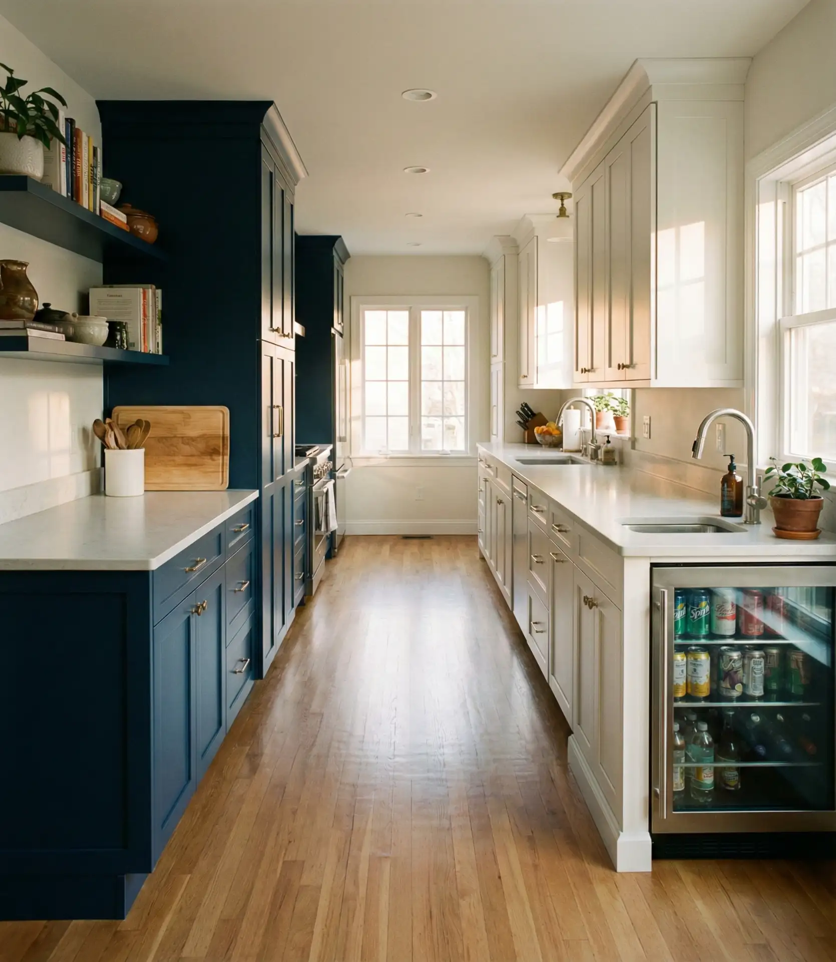 Wide Galley Kitchen with Dual Workstations 1