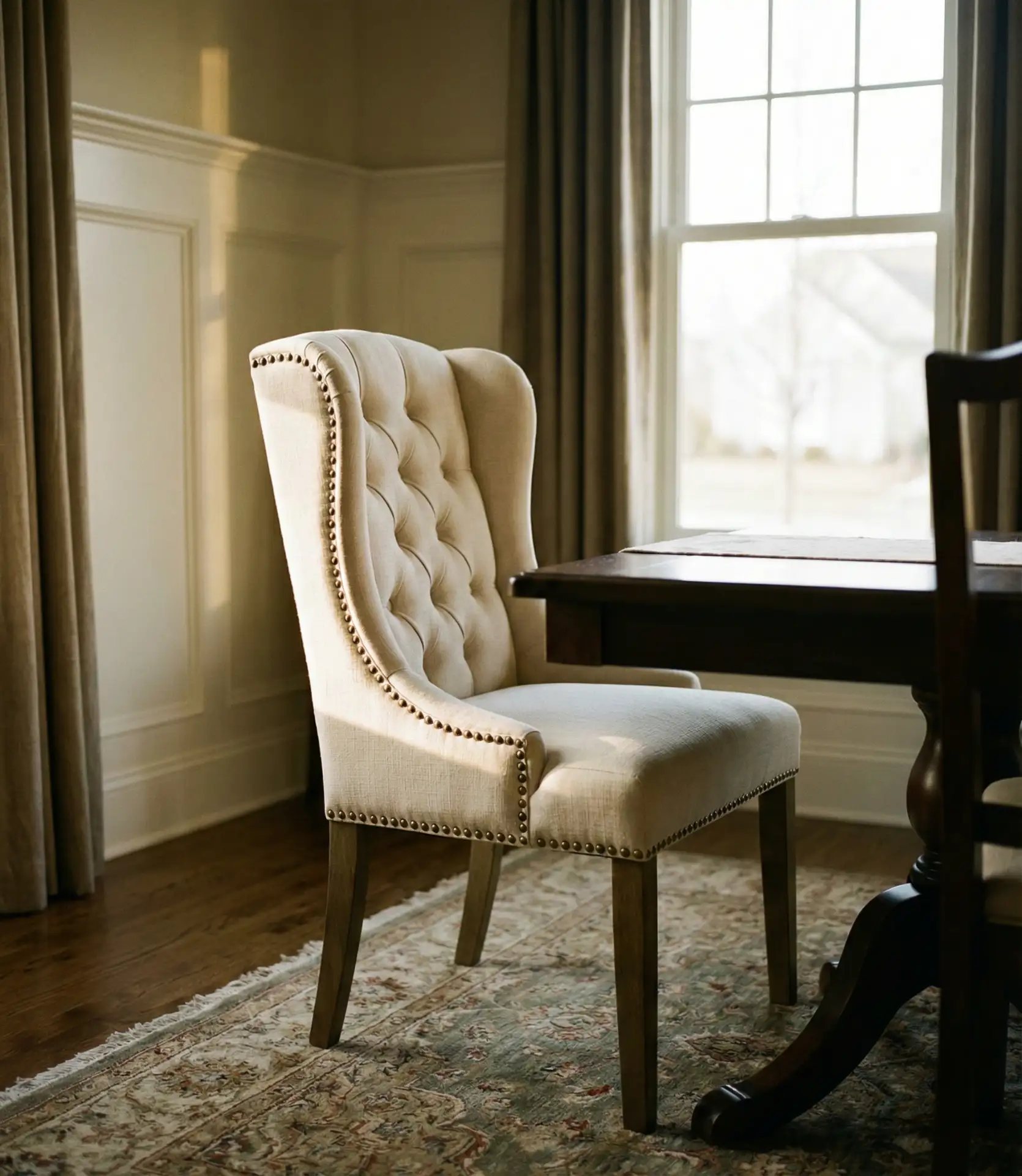 Wingback Dining Chairs with Traditional Detailing 1