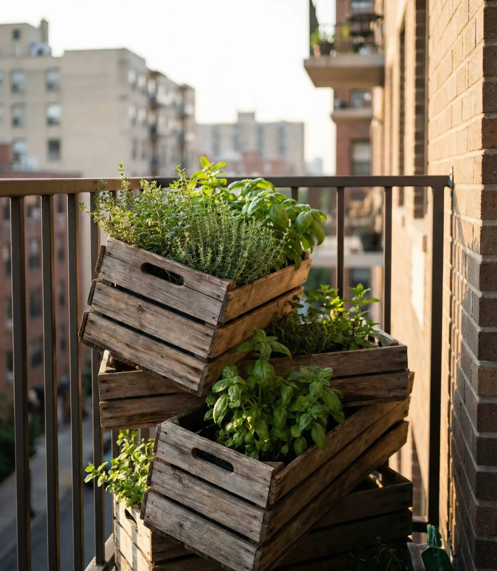 Wooden Crate Tower for Apartment Balcony Corners 1