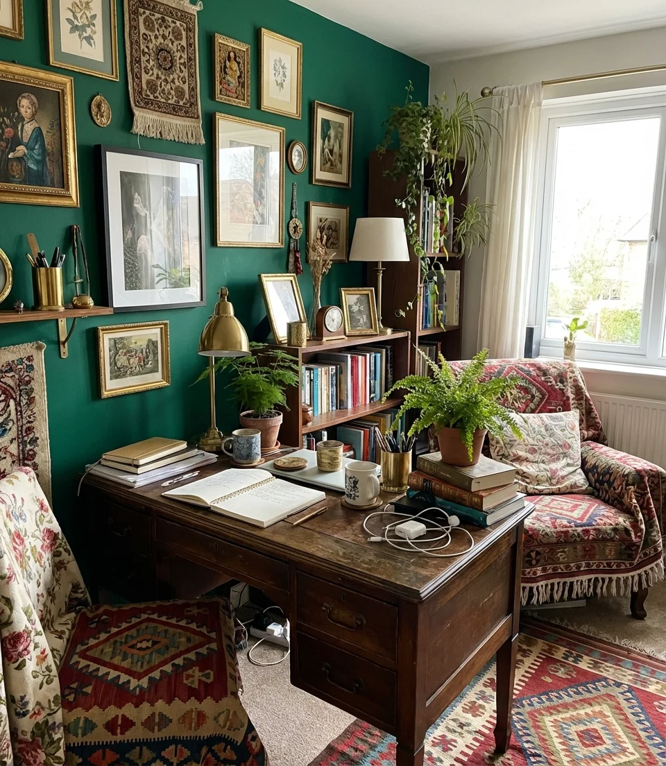 Artistic Maximalist Office with Bold Color and Pattern 2