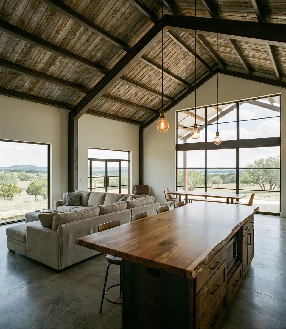 Barndominium Open Kitchen and Living Room Floor Plans 1