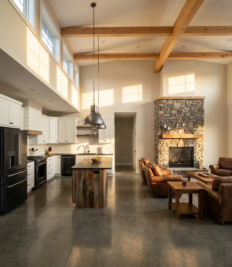 Barndominium Open Kitchen and Living Room Floor Plans 2