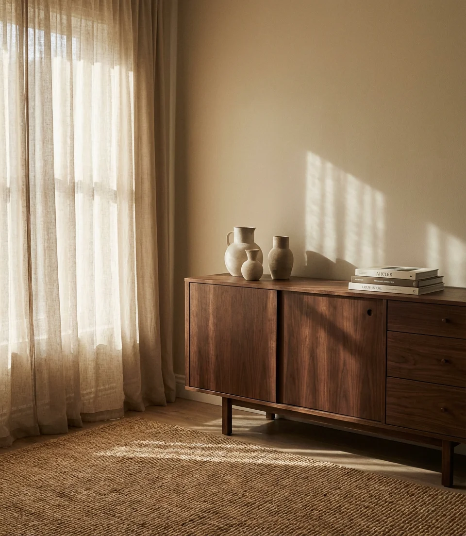 Beige Walls with Dark Wood Furniture 1