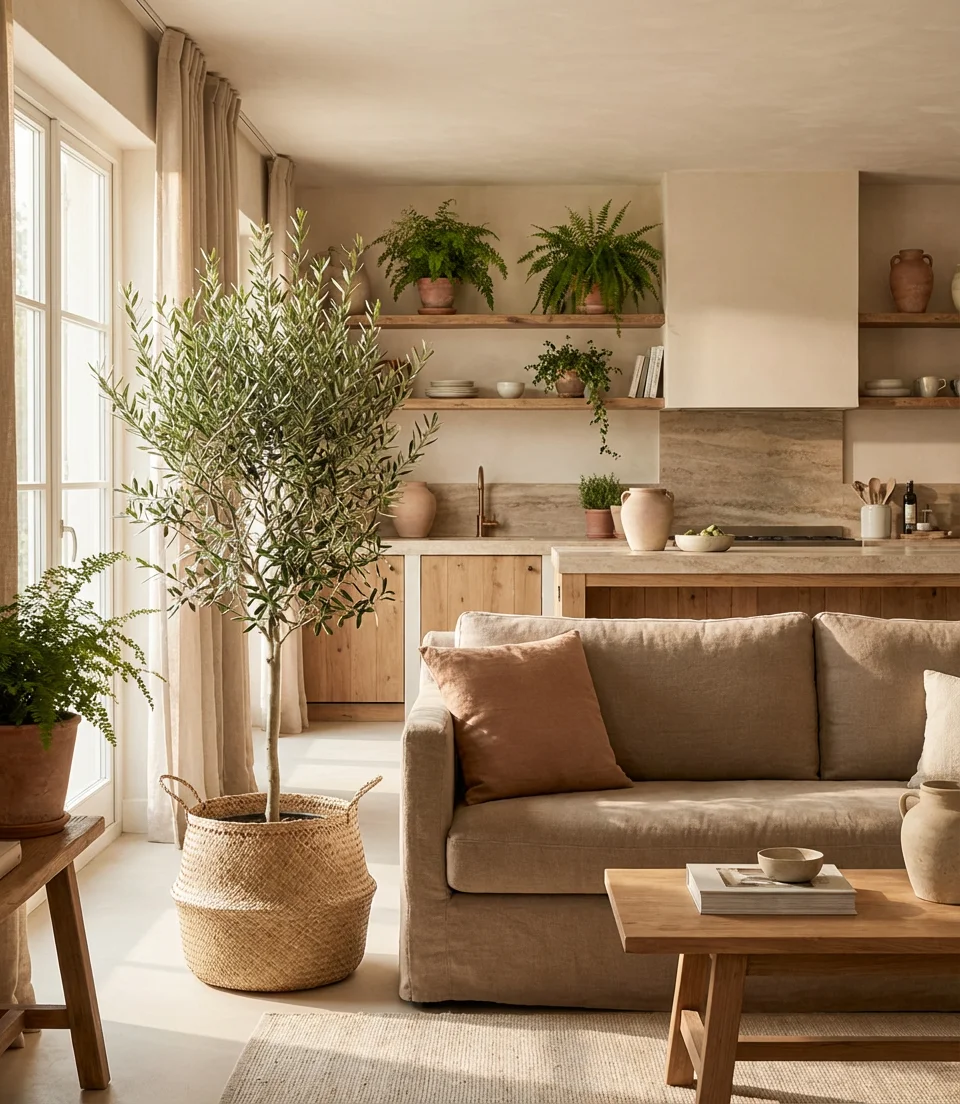 Biophilic Open Kitchen Living Room with Indoor Plants 2